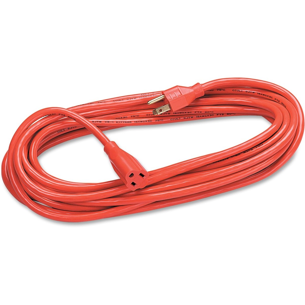 Fellowes 99597 25-Foot Heavy Duty Orange Extension Cord - 125V 3-Prong Grounded Power Cord for Office, Home & Workshop Use