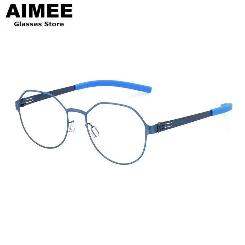 Aimee Women's Full Rim Polygon Round Screwless Steel Eyeglasses 4943 - Stylish & Lightweight Eyewear for Work, Reading & Everyday Use