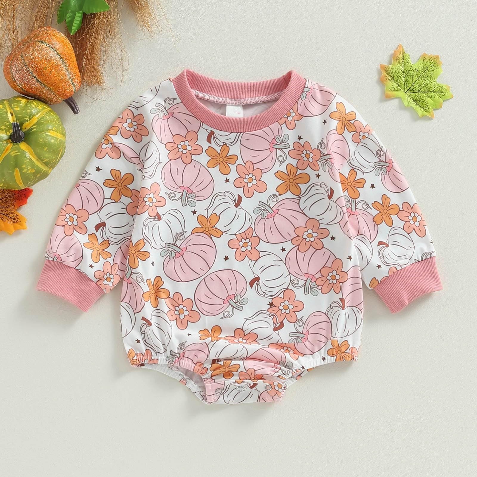 Halloween Newborn Baby Girl Outfit - Pumpkin Sweatshirt Romper with Long Sleeves for Toddlers & Infants | Cute Costume for Halloween Parties & Photo Shoots