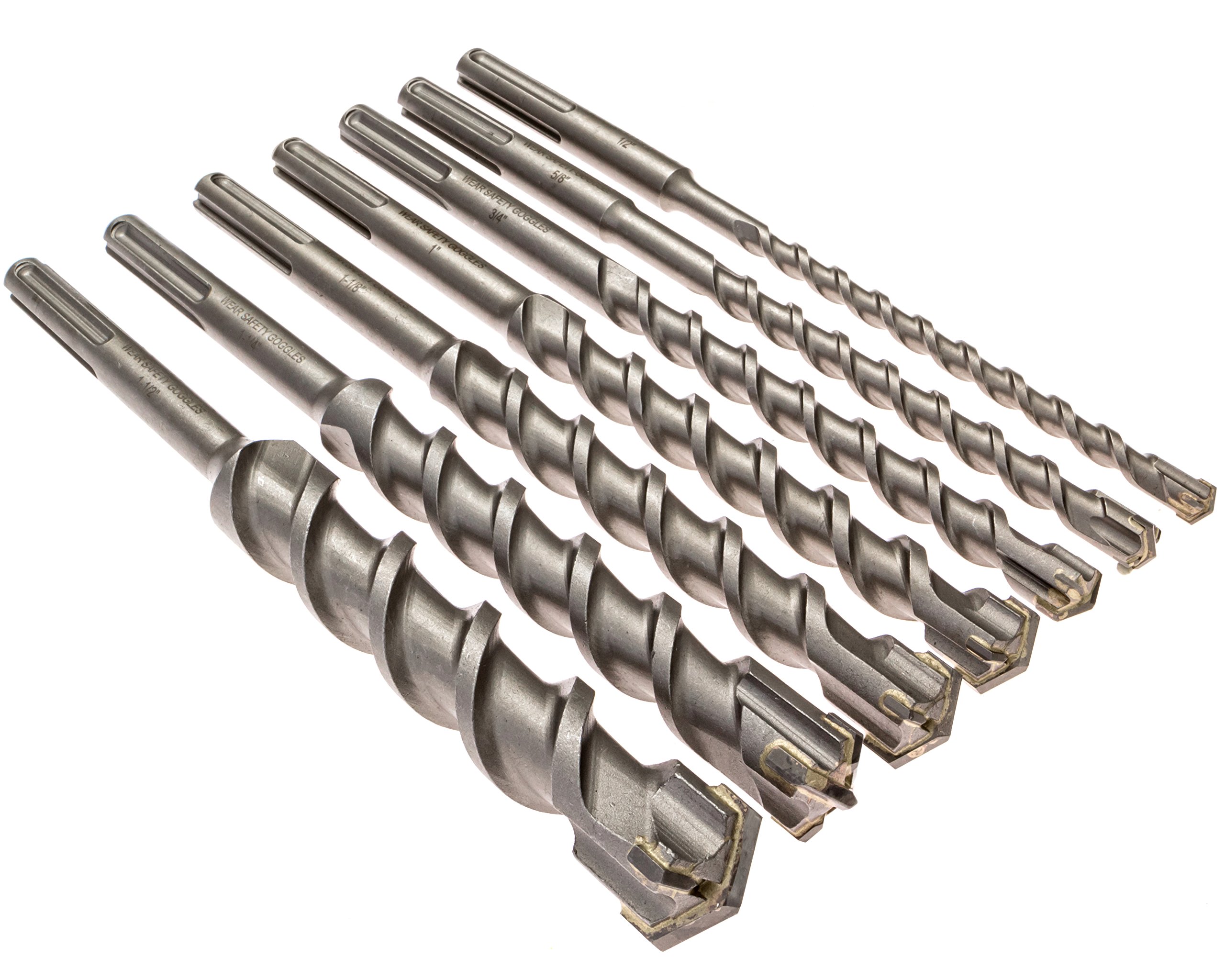 7 Piece Carbide Tipped Masonry Drill Bit Set - SDS Max Shank for Concrete, Brick & Stone - Professional Heavy Duty Construction Tools for Drilling, Anchoring & Demolition Work