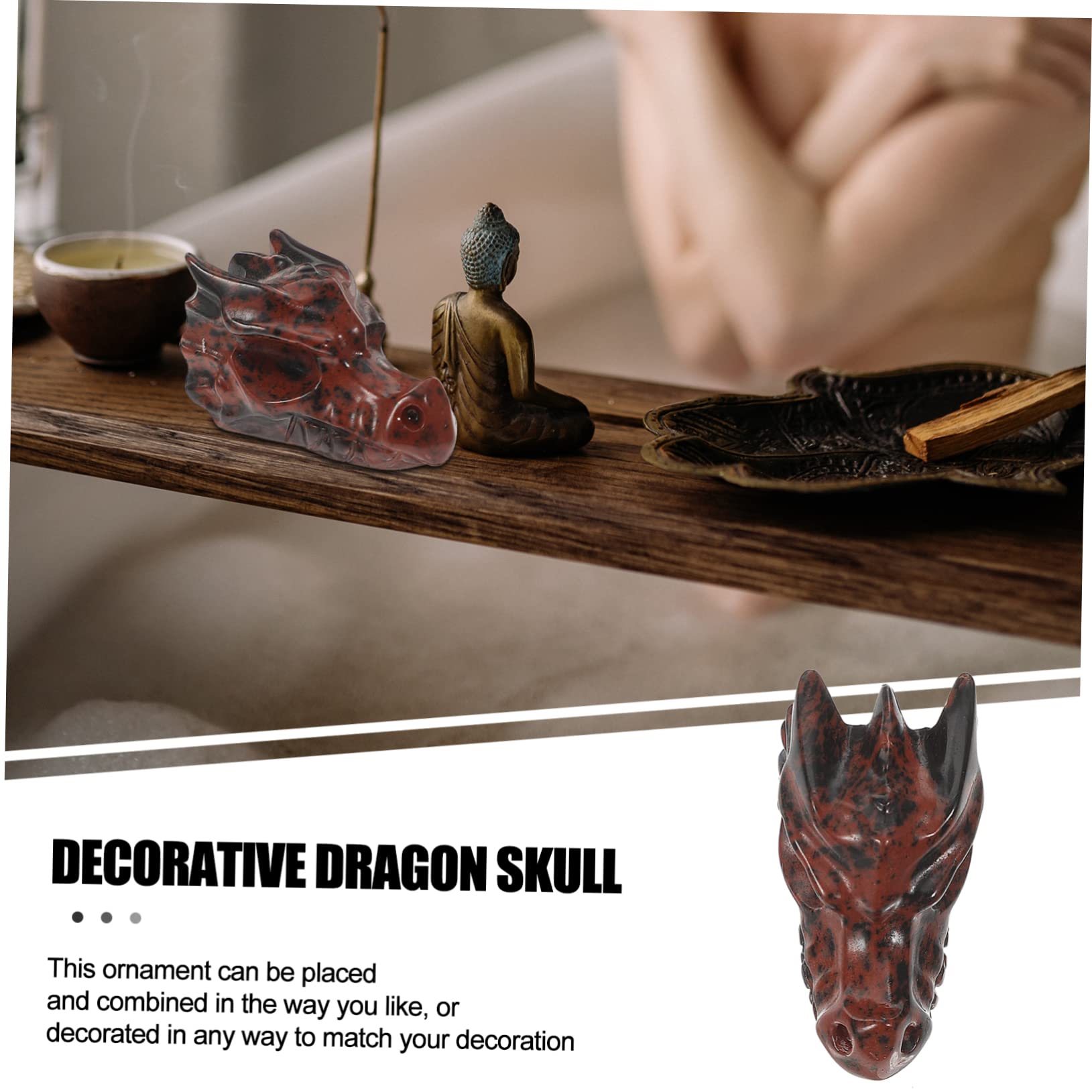 Crystal Dragon Skull Decor - Unique Home & Office Ornament for Desktop & Tabletop