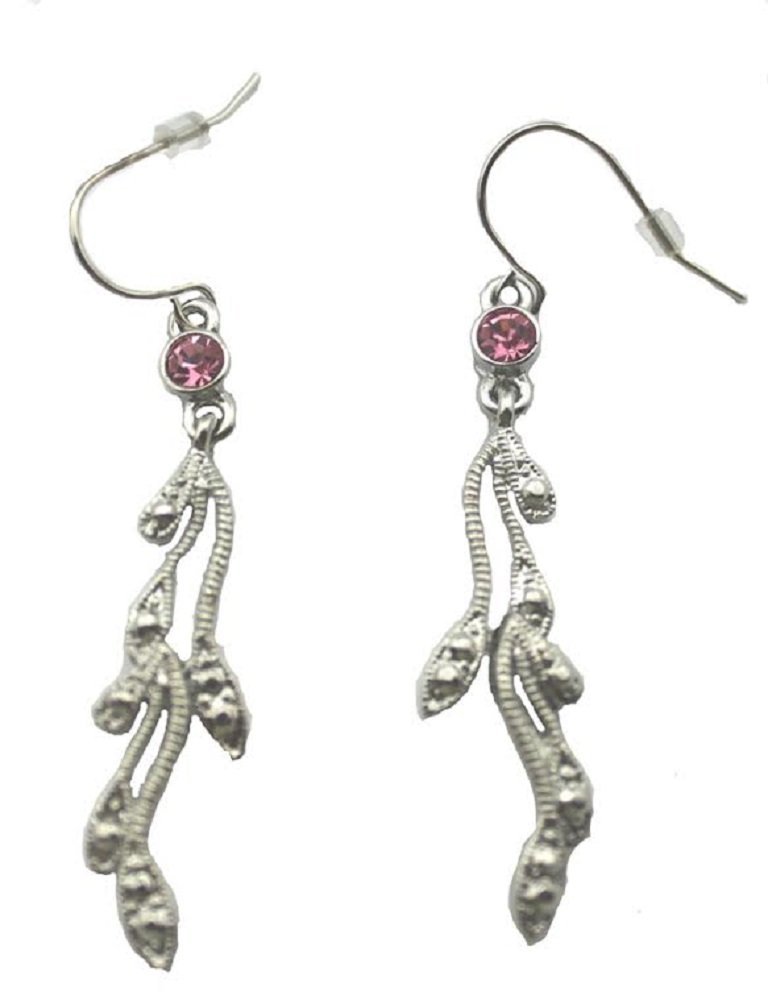 Elegant Silver Dangle Earrings with Pink Gemstones - Perfect for Women's Fashion, Party & Wedding Jewelry Gifts