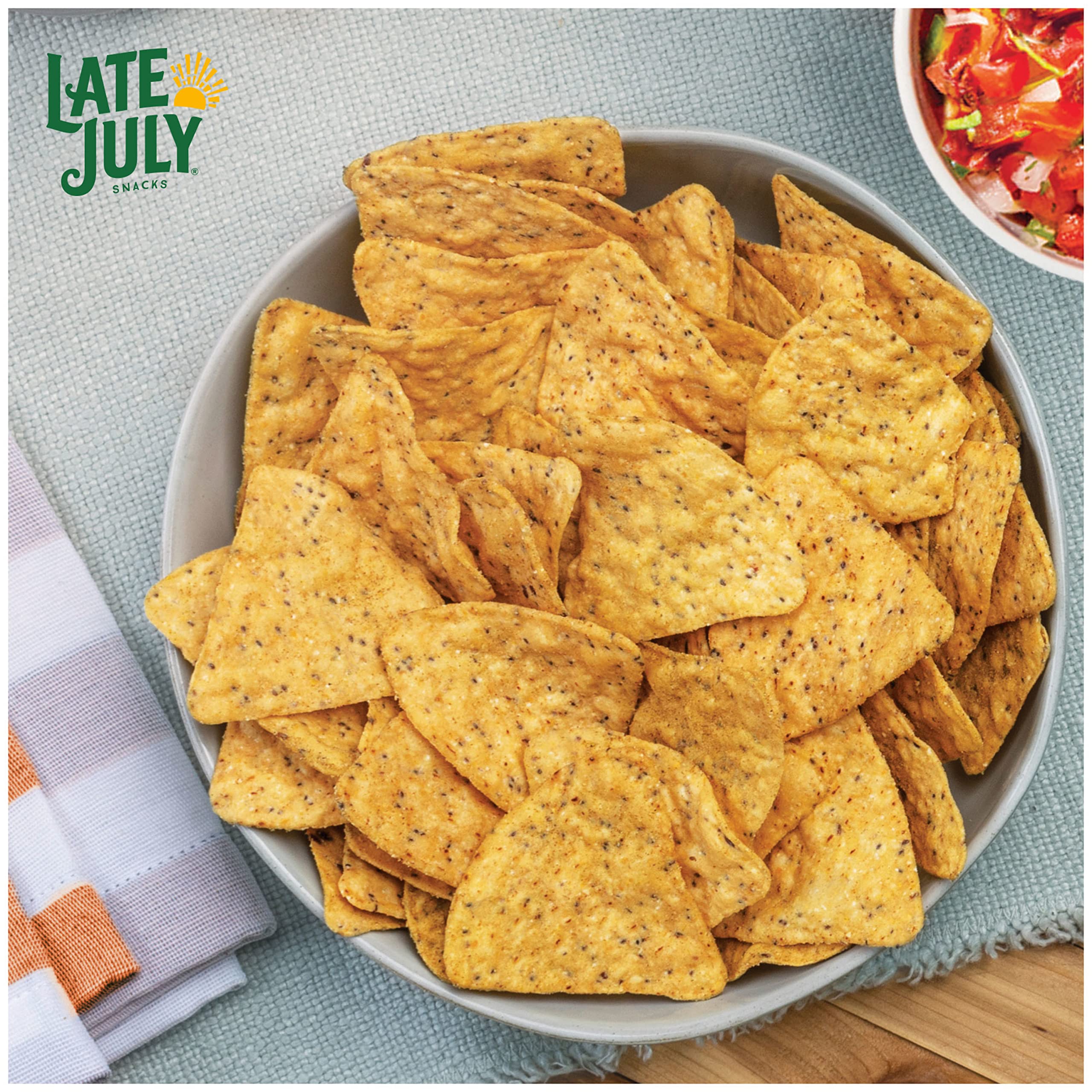 Organic Multigrain Sweet Potato Tortilla Chips by Late July - Gluten Free, Non-GMO, Vegan Snacks - 7.5oz Bags (Pack of 12) - Perfect for Parties, School Lunches & Healthy On-the-Go Snacking