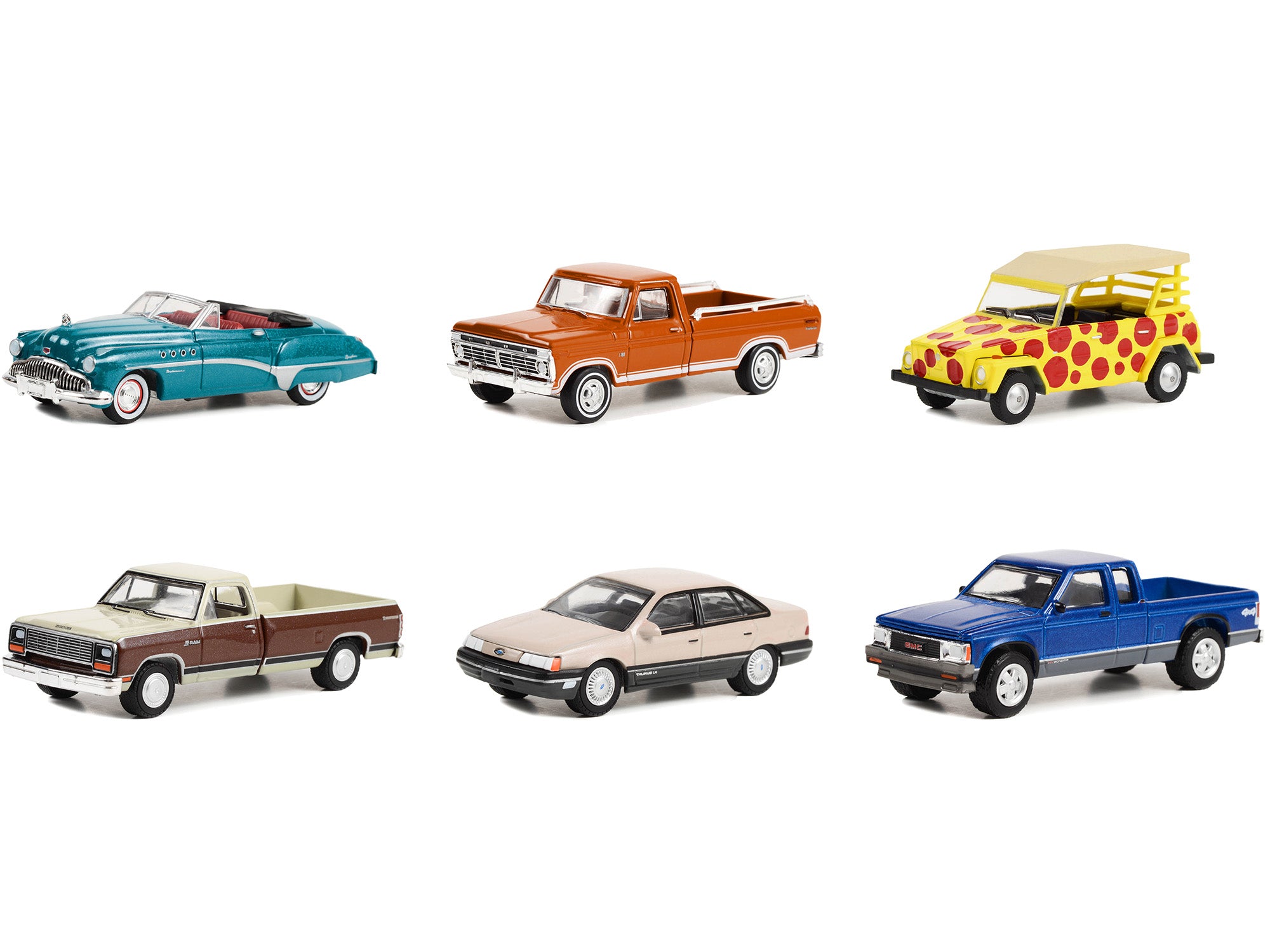 Vintage Ad Cars Set of 6 Pieces Series 8 1/64 Diecast Model Cars by Greenlight - Collectible Miniature Vehicles for Display, Gifts & Car Enthusiasts