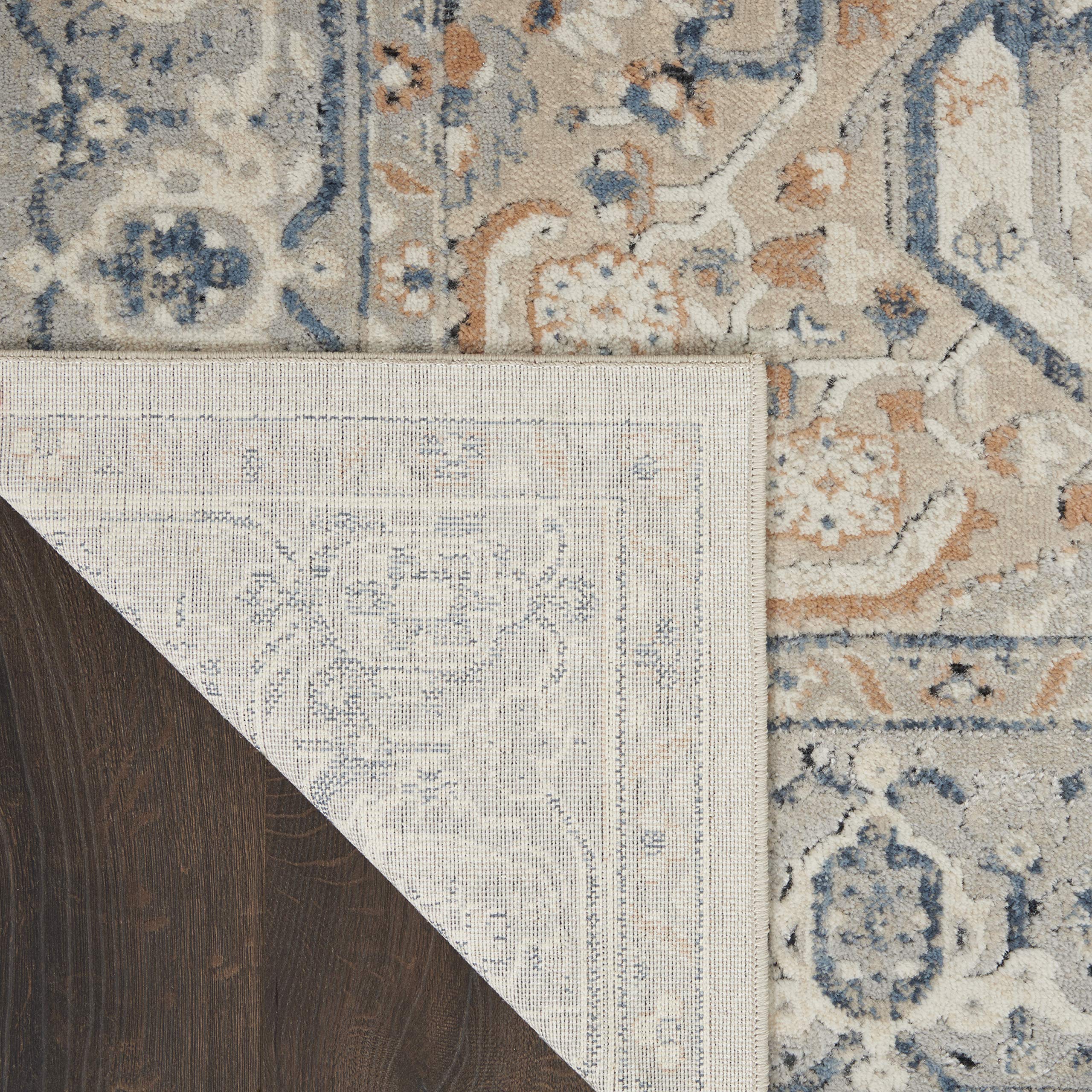 Kathy Ireland Malta Persian Ivory/Grey 9'x12' Area Rug - Easy Clean, Non-Shedding, Stain Resistant - Perfect for Living Room, Bedroom, Dining Room & Kitchen Decor