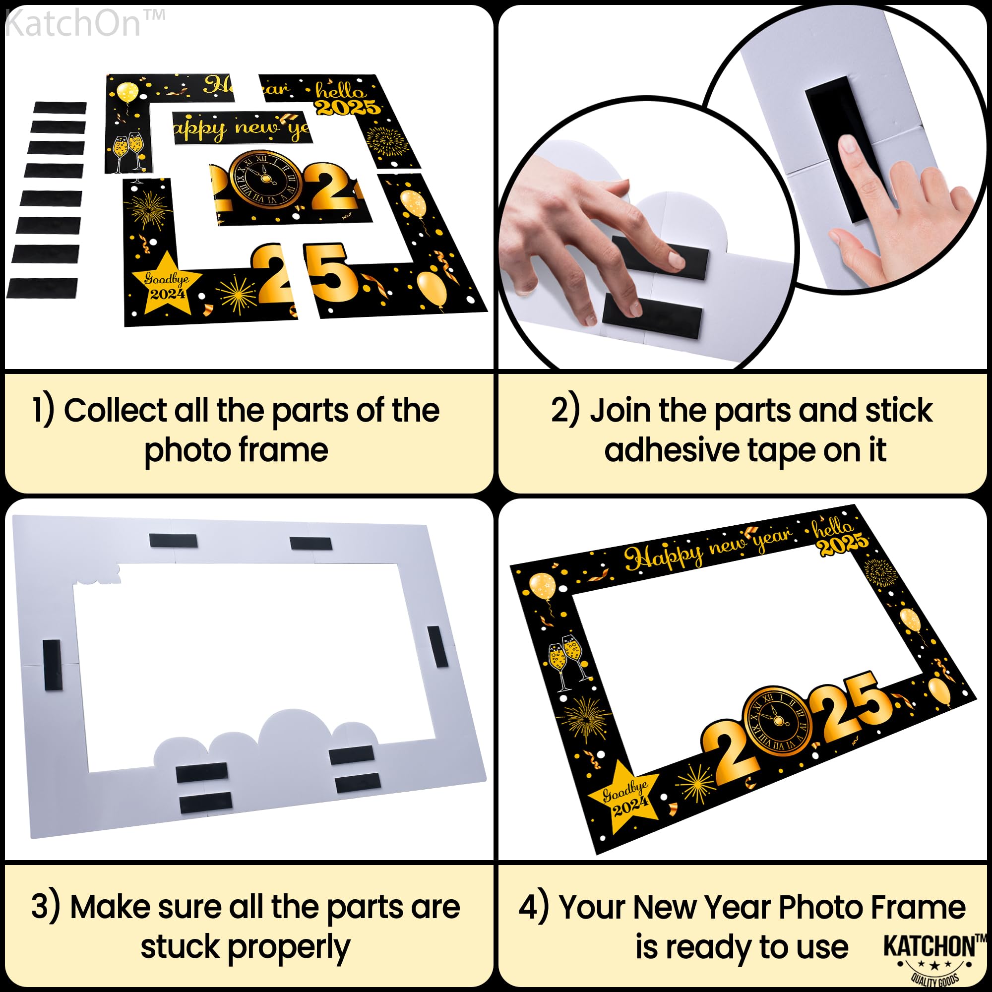 KatchOn 36 Inch New Year Photo Booth Frame 2025 - Large New Years Eve Party Decorations & Props for NYE Celebrations - Perfect for New Year Countdown Parties, Family Gatherings & Social Media Photos