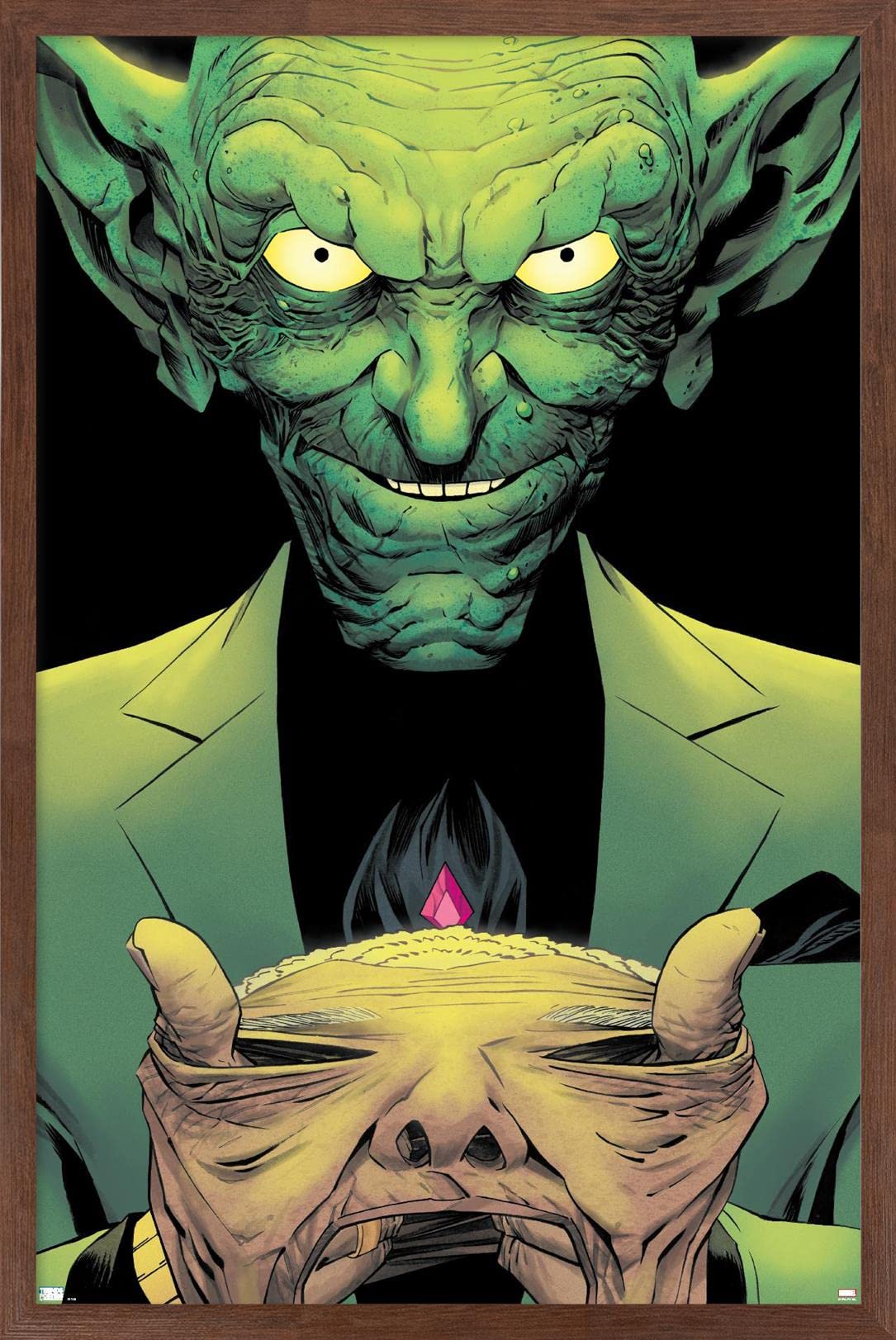Marvel Comics Green Goblin & Miles Morales Spider-Man #14 Framed Wall Poster 22.4x14.7 Inches - Premium Mahogany Frame for Home Theater, Game Room & Superhero Bedroom Decor