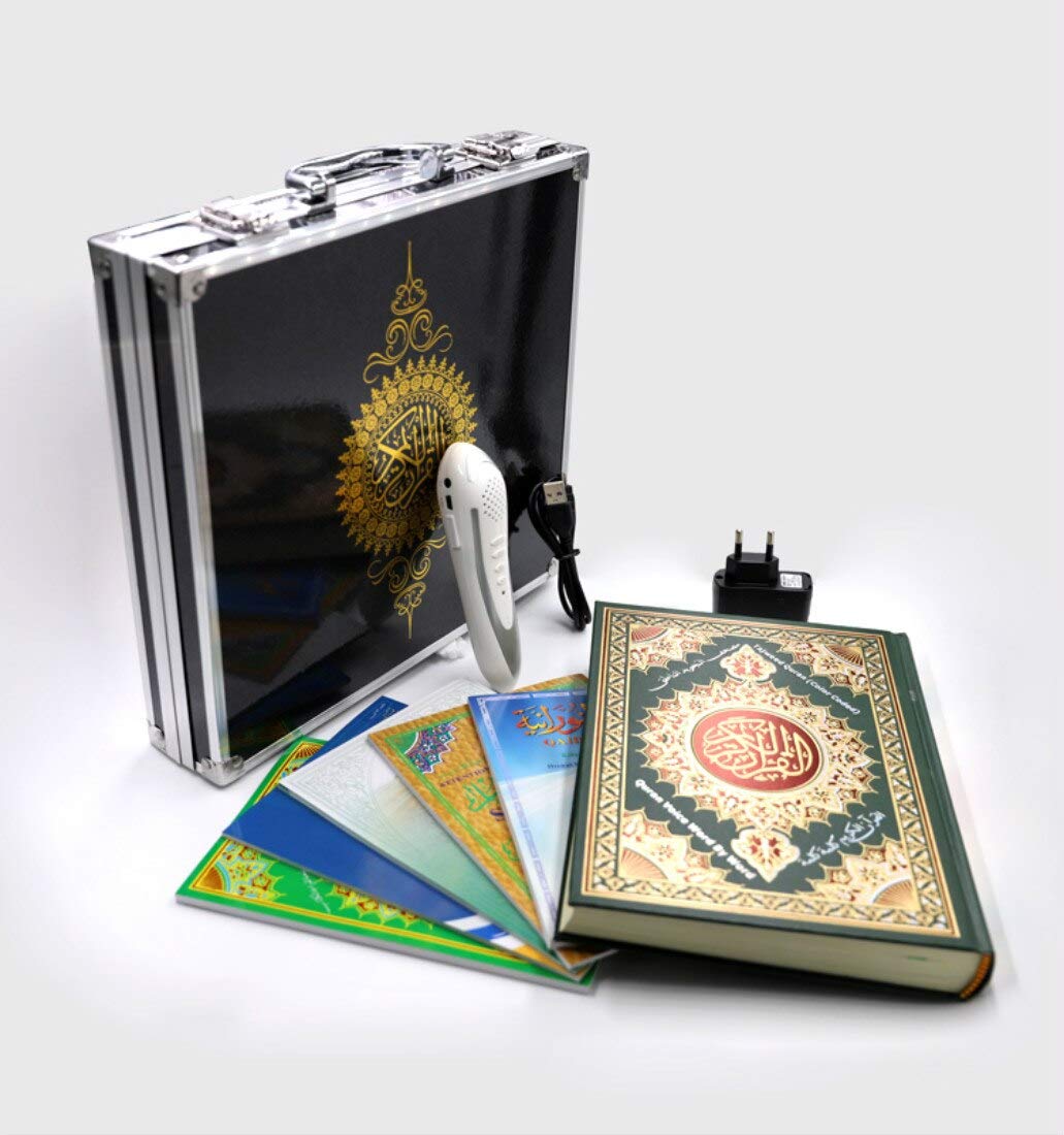 Quran Reading Pen with 5 Reciters & Translations - 4GB Memory, Includes Hard Copy Color Quran, Free Charger & Books - Perfect for Islamic Studies, Home Worship & Quran Learning