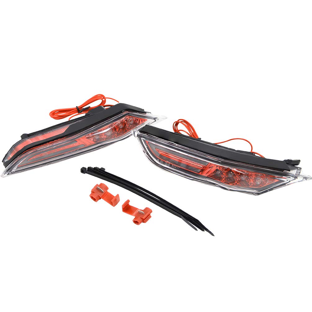 2007-2021 Nissan GT-R GTR R35 LED Front Side Marker Lamps - Clear/Red Lens with Amber LED Turn Signal & White DRL Lightbar - OEM Replacement for Enhanced Visibility & Style (Perfect for Night Driving & Car Customization)
