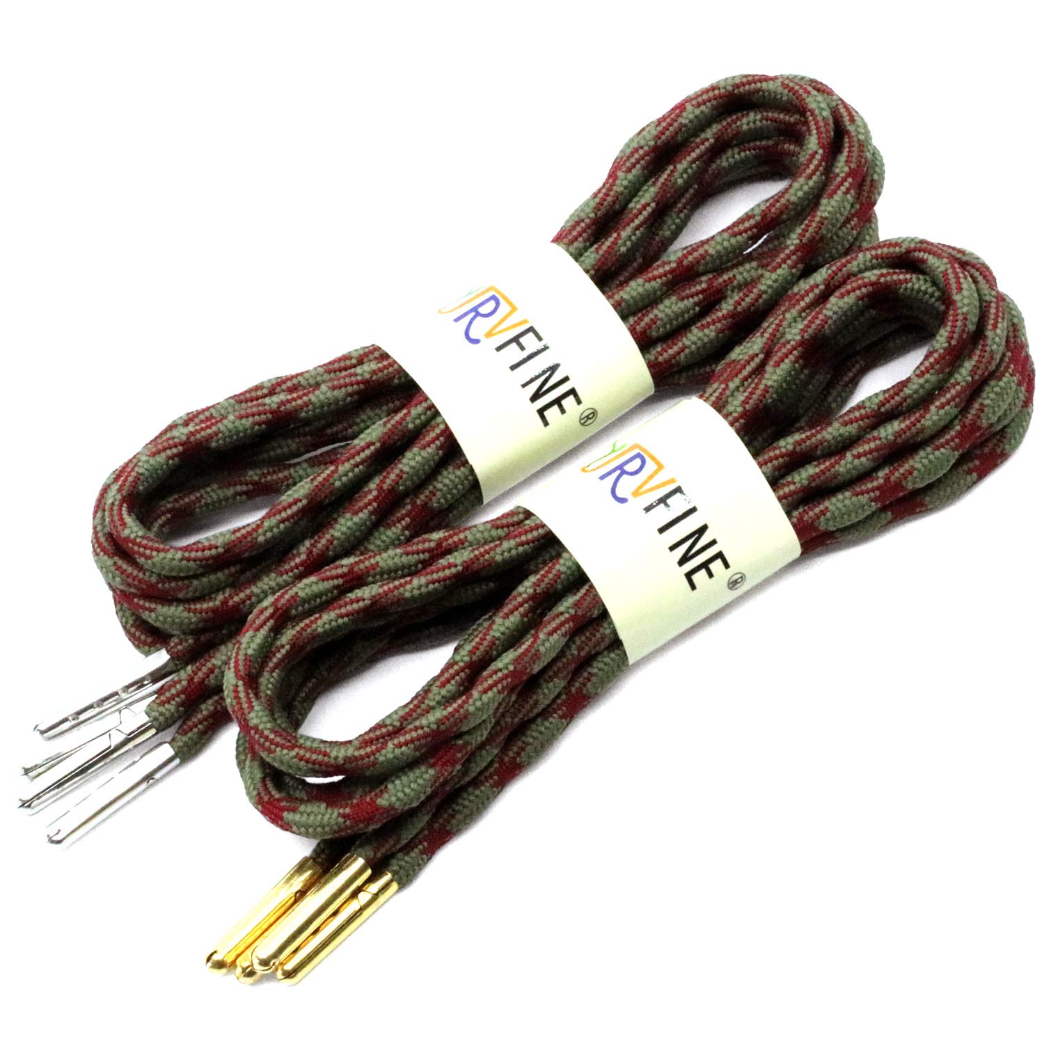 YJRVFINE 2 Pairs Non-Slip Thick Round Hiking Boot Laces with Metal Tips - Durable Shoelaces for Outdoor Hiking, Trekking & Work Boots