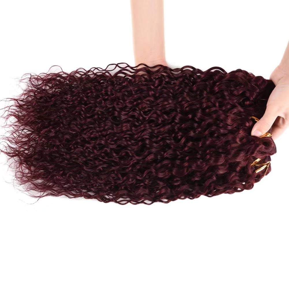 FEEL ME 99j Burgundy Brazilian Water Wave Human Hair Bundles - 8A Mink Brazilian Hair Weave (3 Bundles, 300g Total) - Unprocessed Virgin Human Hair Extensions for Wet & Wavy Styles - Perfect for Everyday Wear, Special Occasions & Salon Styling (10