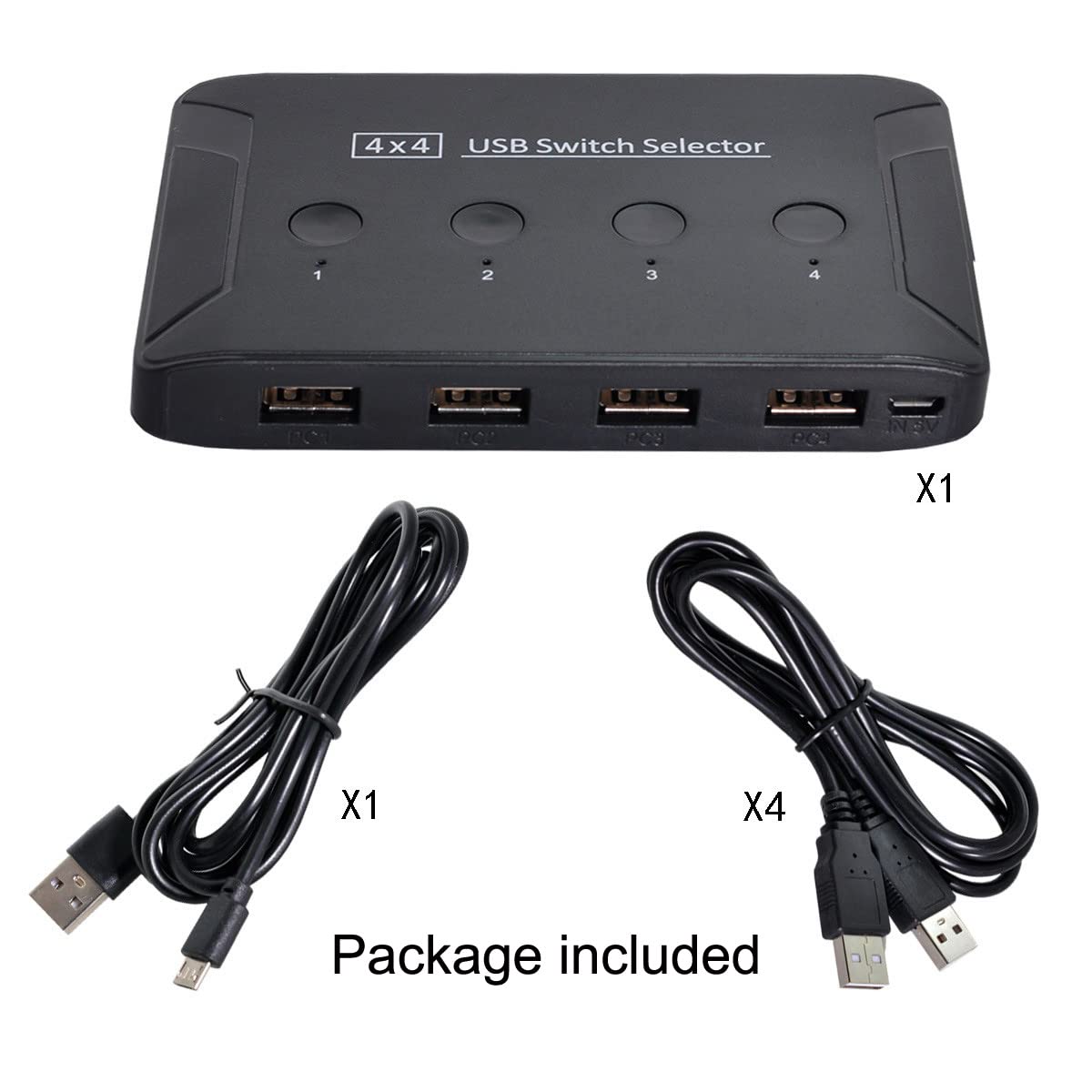 Cablecc 4 Port USB 2.0 KVM Switch - Share Keyboard, Mouse, Scanner & Printer Between 4 Computers | Perfect for Home Office, Gaming Setup & Multi-PC Workstations