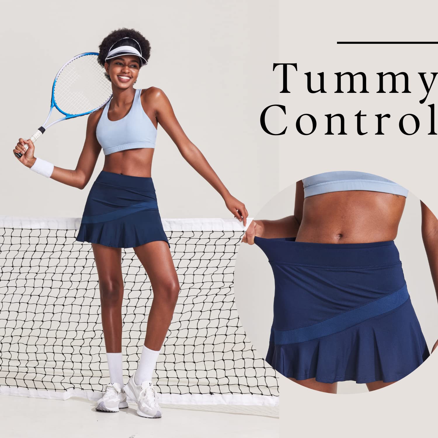 Ekouaer Women's Pleated Tennis Skirt with Built-in Shorts & Pockets - Lightweight Athletic Skort for Golf, Running & Workout - Perfect for Court Sports, Gym & Outdoor Activities