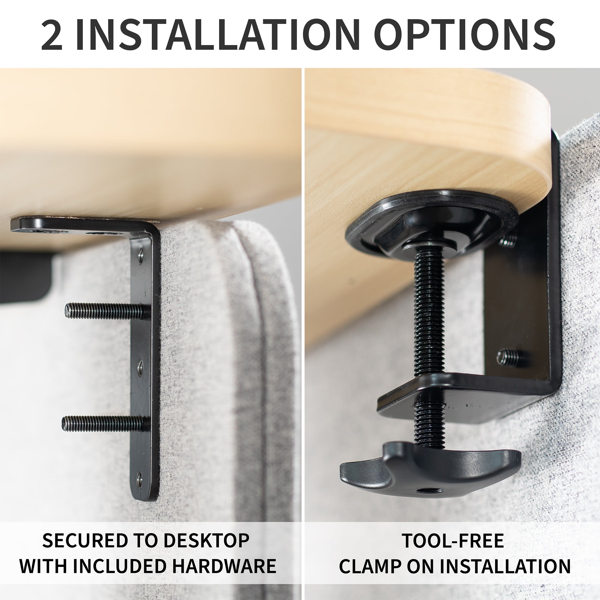 Full Privacy Panel Clamp-On Kit for 60 x 24 Inch Desk - Office Workspace & Home Study Room Partition Screen