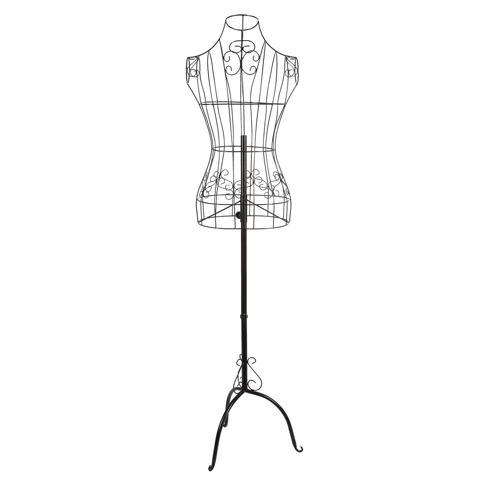 Queiting Adjustable Dress Form Mannequin - Female Dressmaker Dummy with Tripod Stand & Metal Wire Bust for Clothing Display (Black) - Perfect for Tailoring, Fitting, and Fashion Design