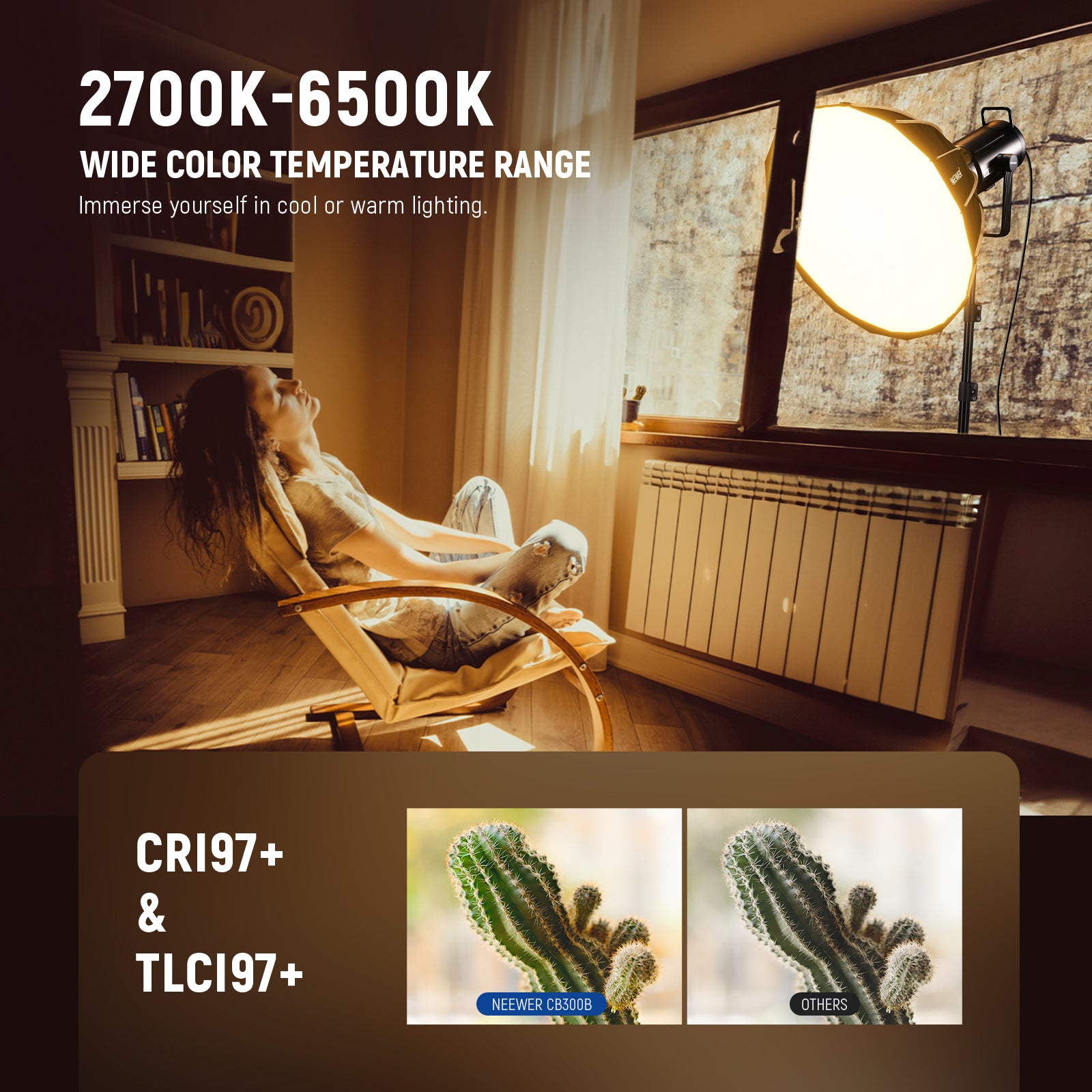NEEWER CB300B 320W Bi-Color LED Video Light Panel - Professional Studio Lighting for Photography, YouTube Videos & Live Streaming