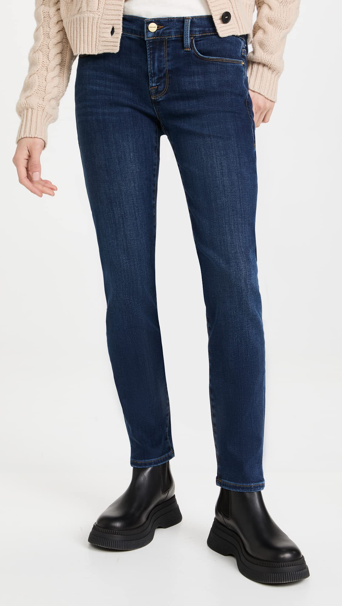 FRAME Women's Le Garcon Jeans - High Waist Skinny Stretch Denim Pants for Casual Wear & Everyday Style