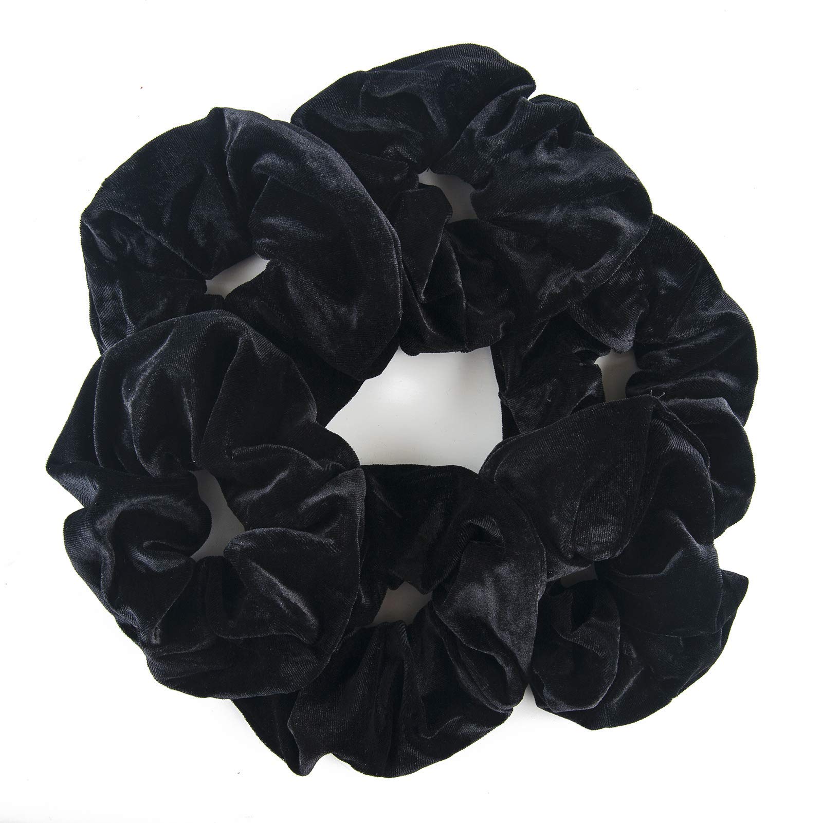 FAMEZA 6 Pack Black Velvet Scrunchies - Extra Large Soft Hair Ties for Women & Girls, No Crease Hair Bands, Gentle on Hair (Perfect for Thick Hair, Workouts, Gifts & Everyday Use)