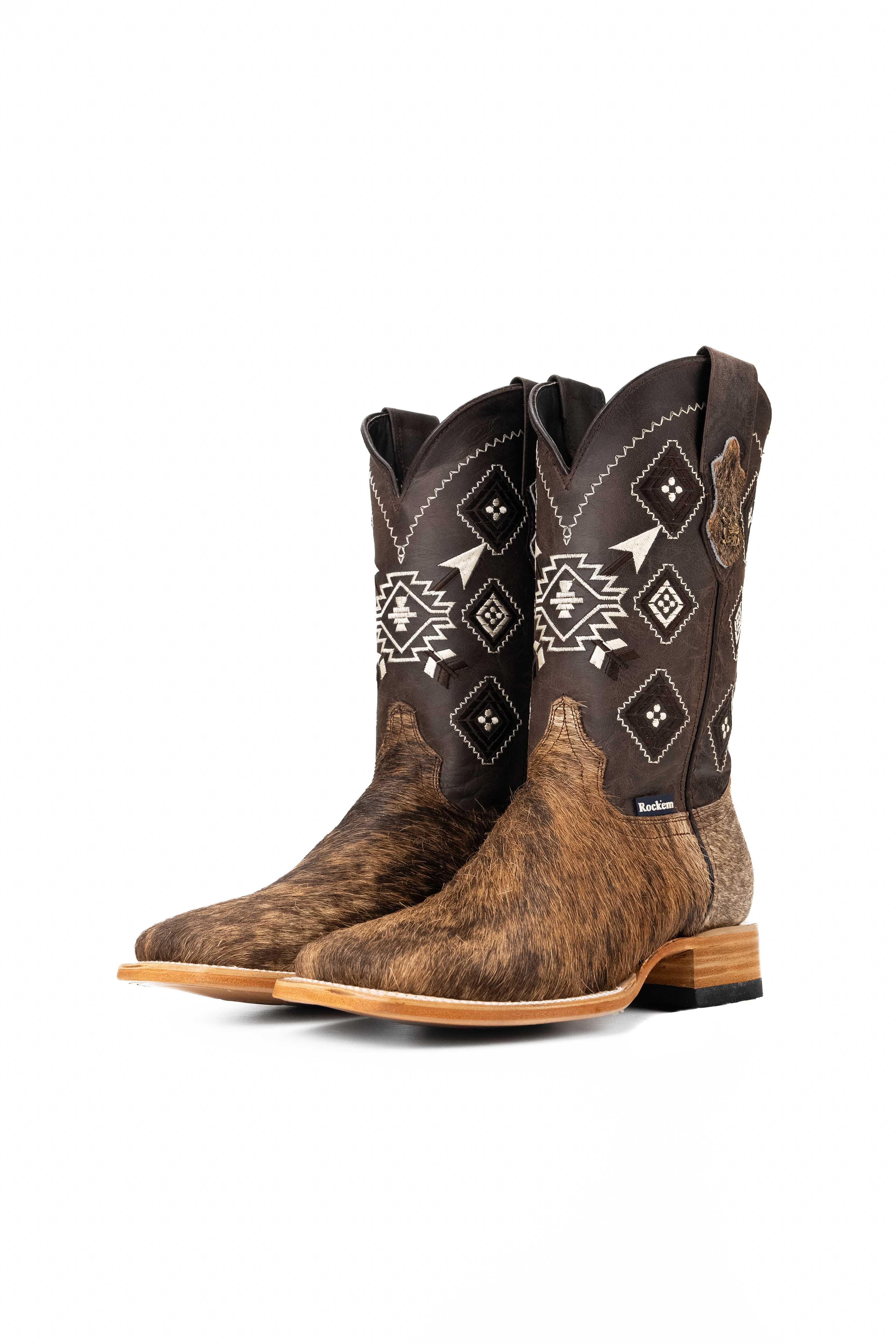 Men's Genuine Cowhide Square Toe Cowboy Boots - Size 9 Western Boots for Men | Durable & Comfortable Riding Boots | Perfect for Country Dancing, Rodeo, and Outdoor Adventures