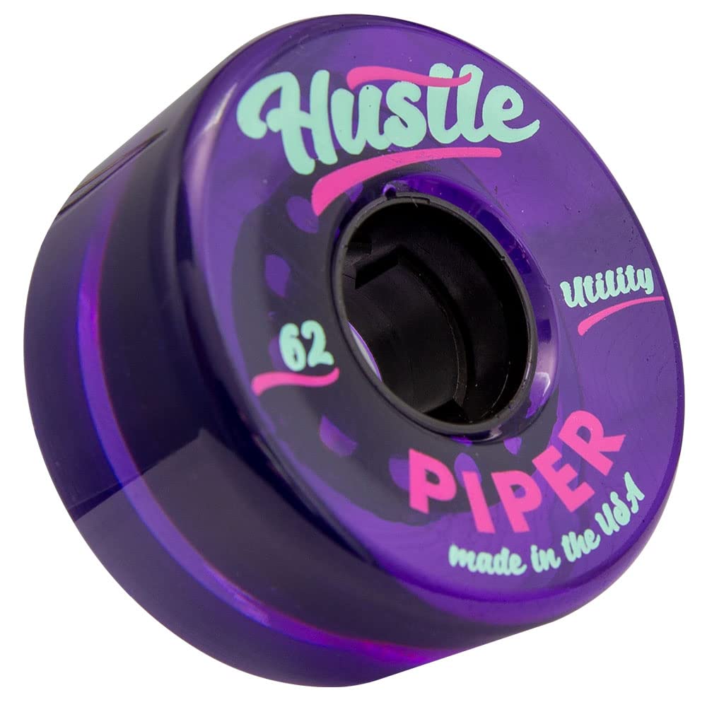 Piper Hustle Indoor Outdoor Quad Roller Skate Wheels - High Performance 62mm 78A Urethane Wheels for Roller Derby, Rink & Street Skating