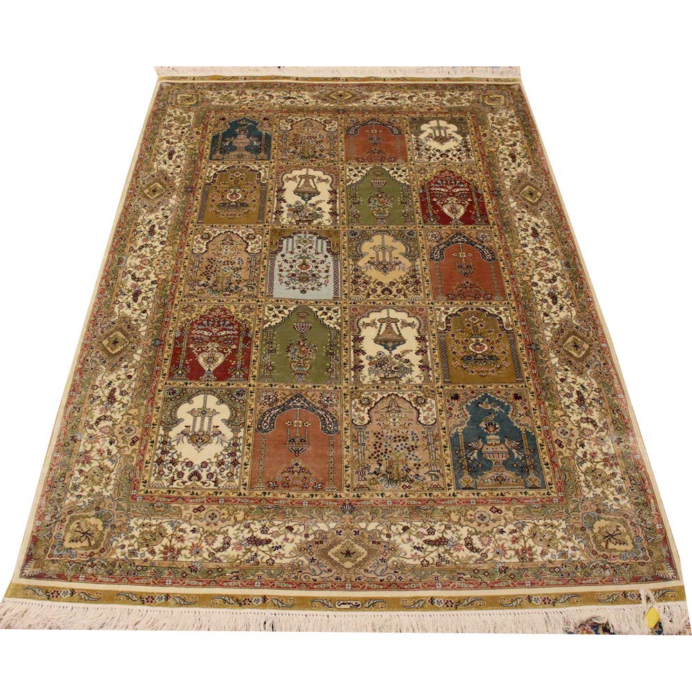 Yilong 4'x6' Oriental Area Rug - Traditional Turkish Design Handmade Carpet for Living Room, Bedroom, Yoga & Meditation | Non-Slip Soft Floor Mat