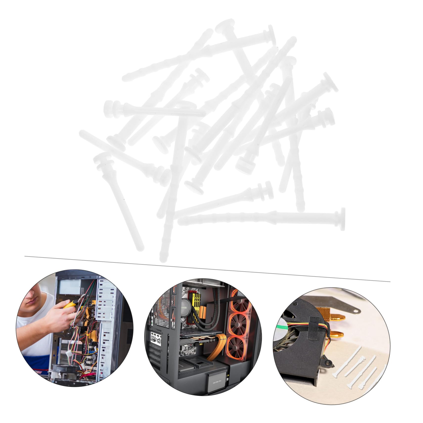 JECOMPRIS 20pcs Black Computer Case Fan Screws - Long Fan Mounting Rivets & Glue Nails for PC Case, Motherboard, and Cooling Fan Installation | Perfect for DIY Computer Builds and Hardware Upgrades