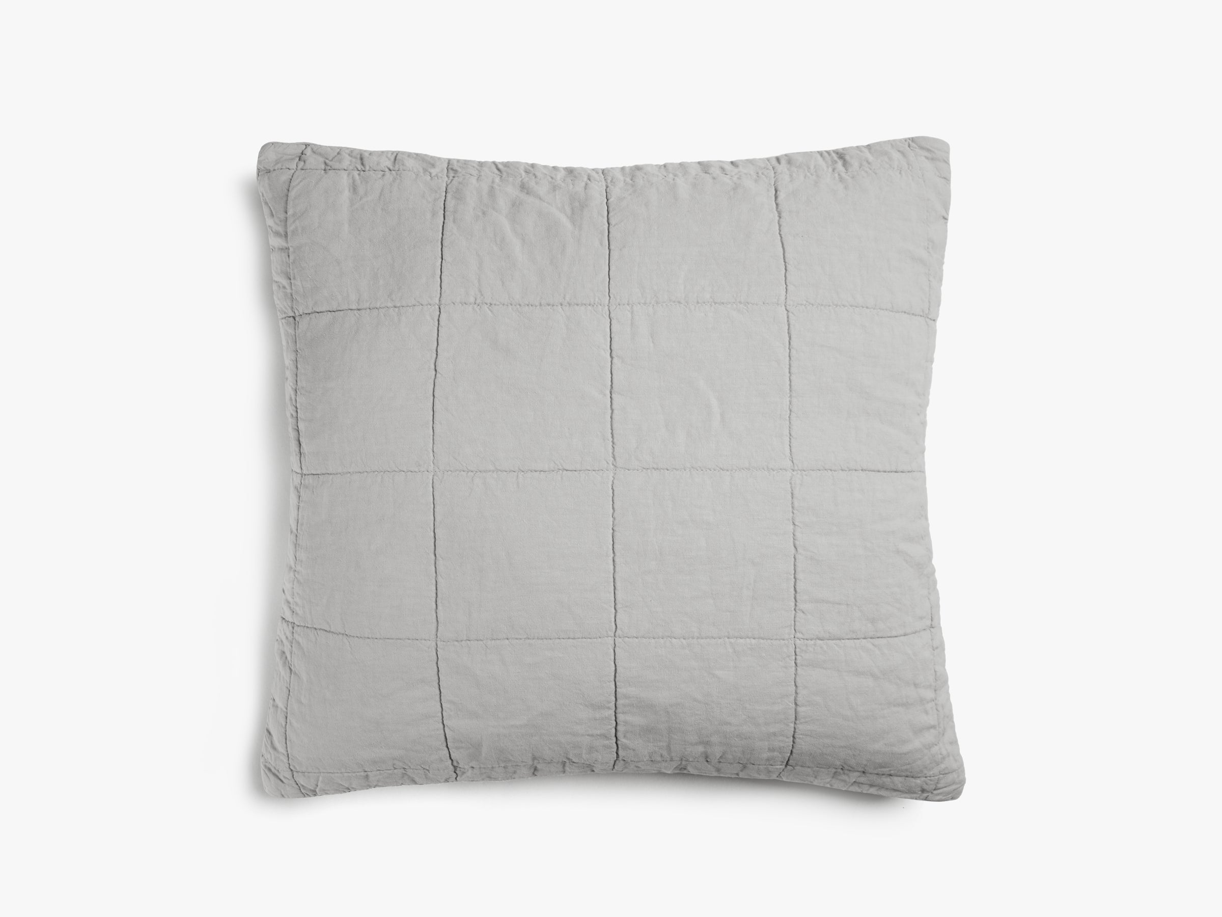 Premium Linen Box Quilted Euro Sham Pillow Cover - Soft Fog Gray Bedding Decor for Master Bedroom, Guest Room & Luxury Hotels