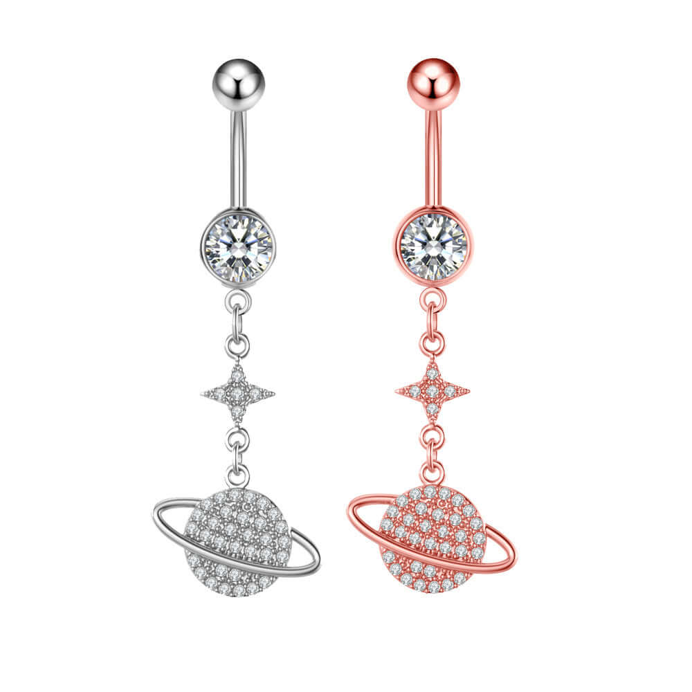 14G Purple CZ Butterfly Double Mount Dangle Belly Button Ring | WH2560 - Stylish Body Jewelry for Women, Perfect for Parties, Beach & Summer Outfits