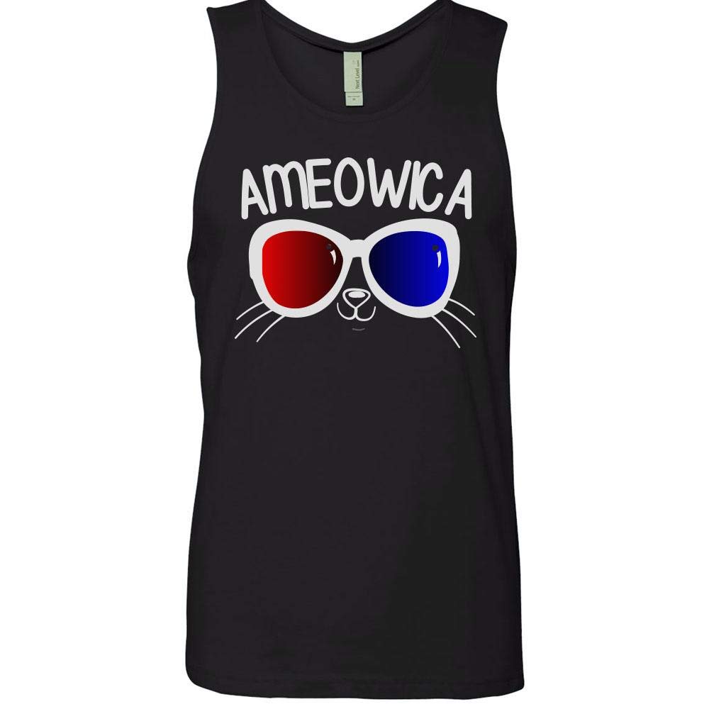 American Flag Cat Tank Top for Men & Women - Patriotic Unisex Summer Shirt for Casual Wear, 4th of July, and Outdoor Activities