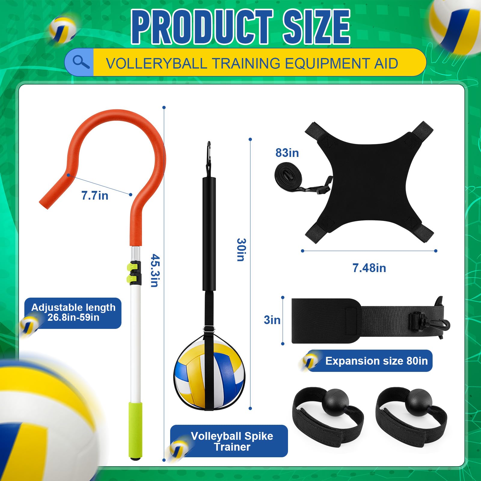 4-Piece Volleyball Spike Trainer Set - Solo Serve & Attack Trainer with Rebounder for Beginners - Perfect for Serving & Spiking Practice - Great Volleyball Gift (Orange) - Ideal for Indoor & Outdoor Training, Team Drills, and Solo Practice Sessions