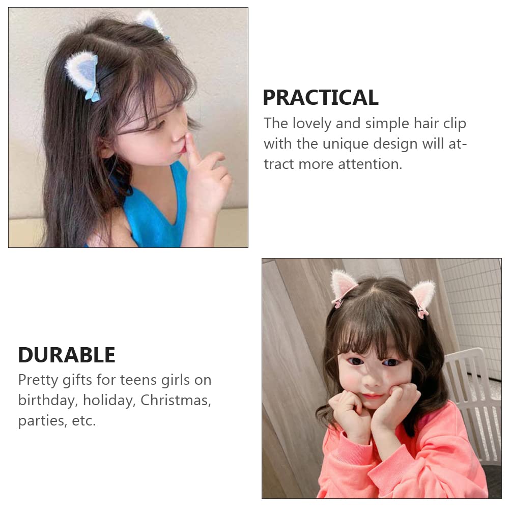 LUOZZY 10 Pcs Cat Ears Hair Clips for Girls - Cute Plush Cartoon Animal Hair Barrettes in Pink, Purple, Blue & Yellow | Toddler Hair Accessories for School, Parties & Daily Wear