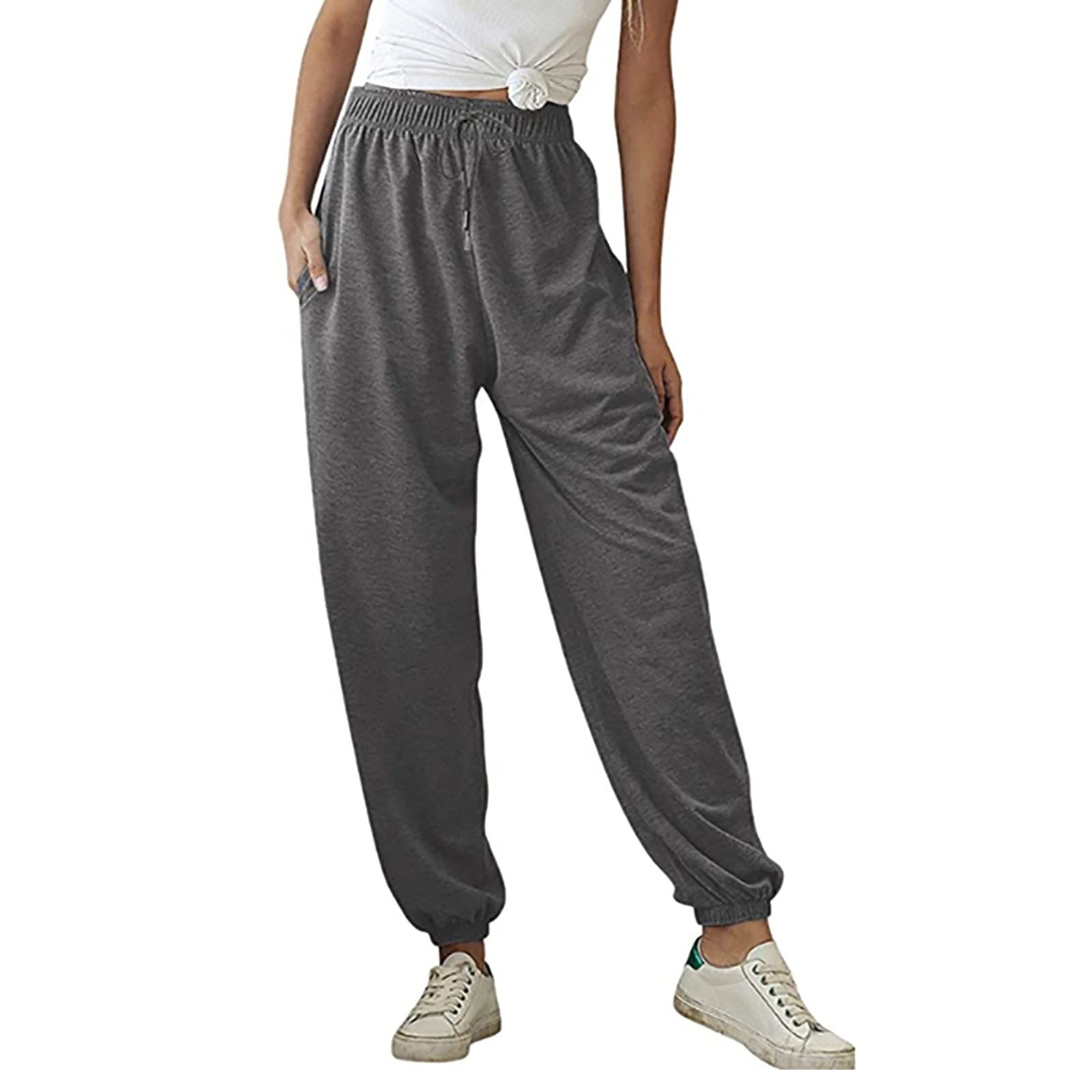 NREALY Women's Joggers - Elastic Waist Drawstring Sweatpants for Lounge, Active & Casual Wear - Comfortable Baggy Pants for Women - Perfect for Yoga, Running, Travel & Home Relaxation