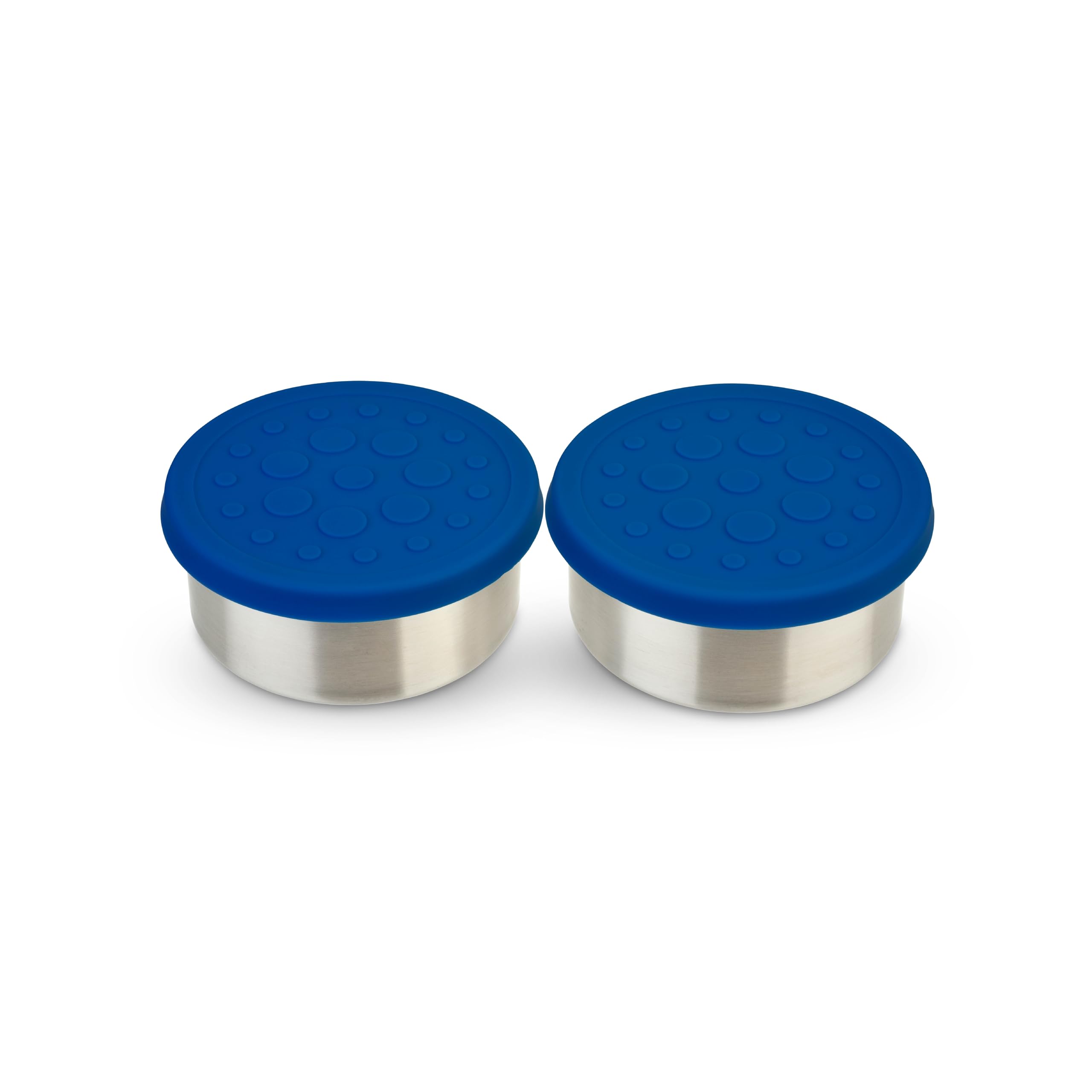 LunchBots 2.5 oz Stainless Steel Condiment Containers with Silicone Lid - Leakproof Dressing & Dip Cups for Snacks, Sauces, Bento Boxes & Lunch Bags (Set of 2, Blue) - Perfect for Picnics, Office Lunches & Kids Meals