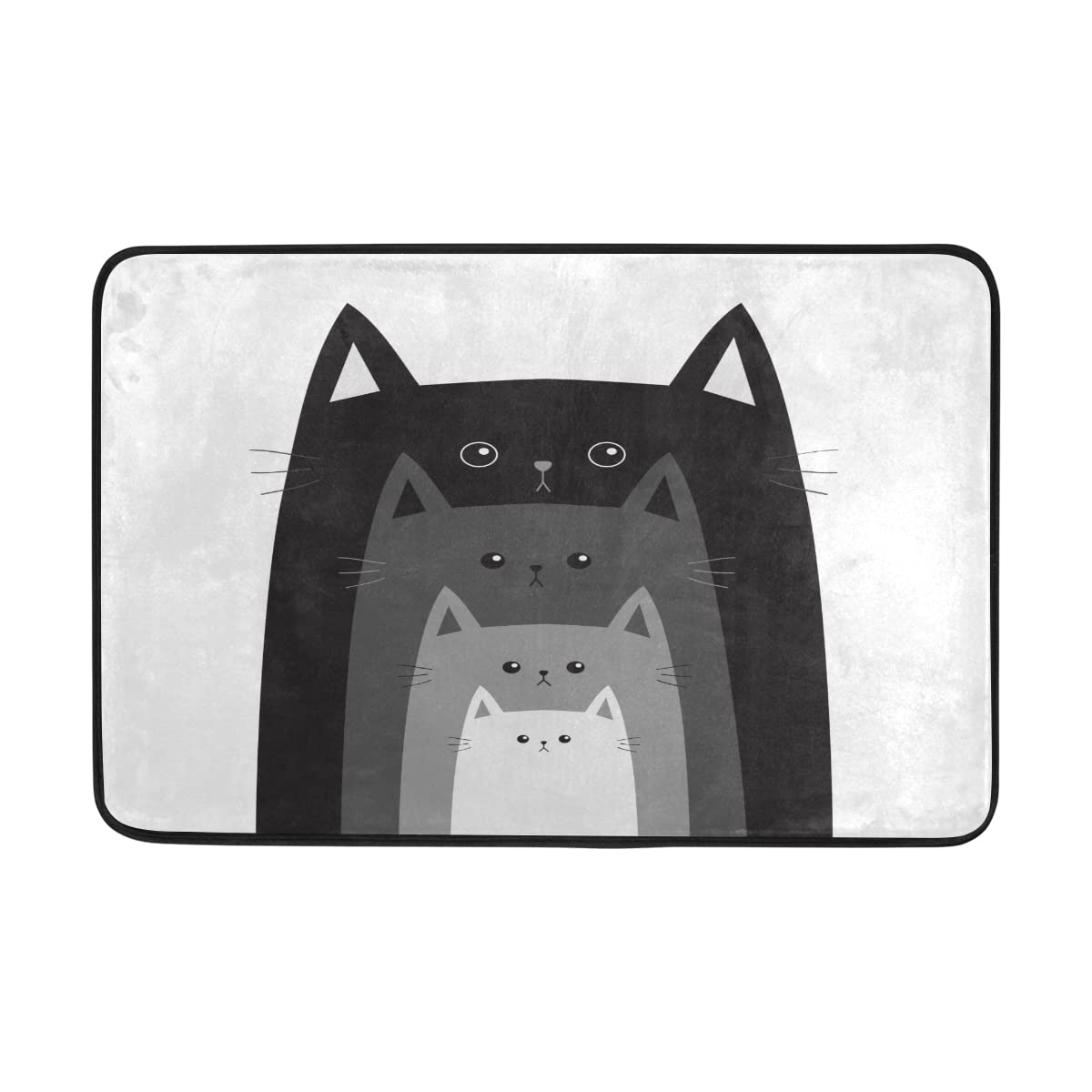 Premium Black and Gray Cat Design Doormat - Non-Slip Indoor Rug for Bedroom, Front Door, Kitchen - 24x16 Inches Home Decor - Perfect for Pet Lovers and Cozy Home Entrance