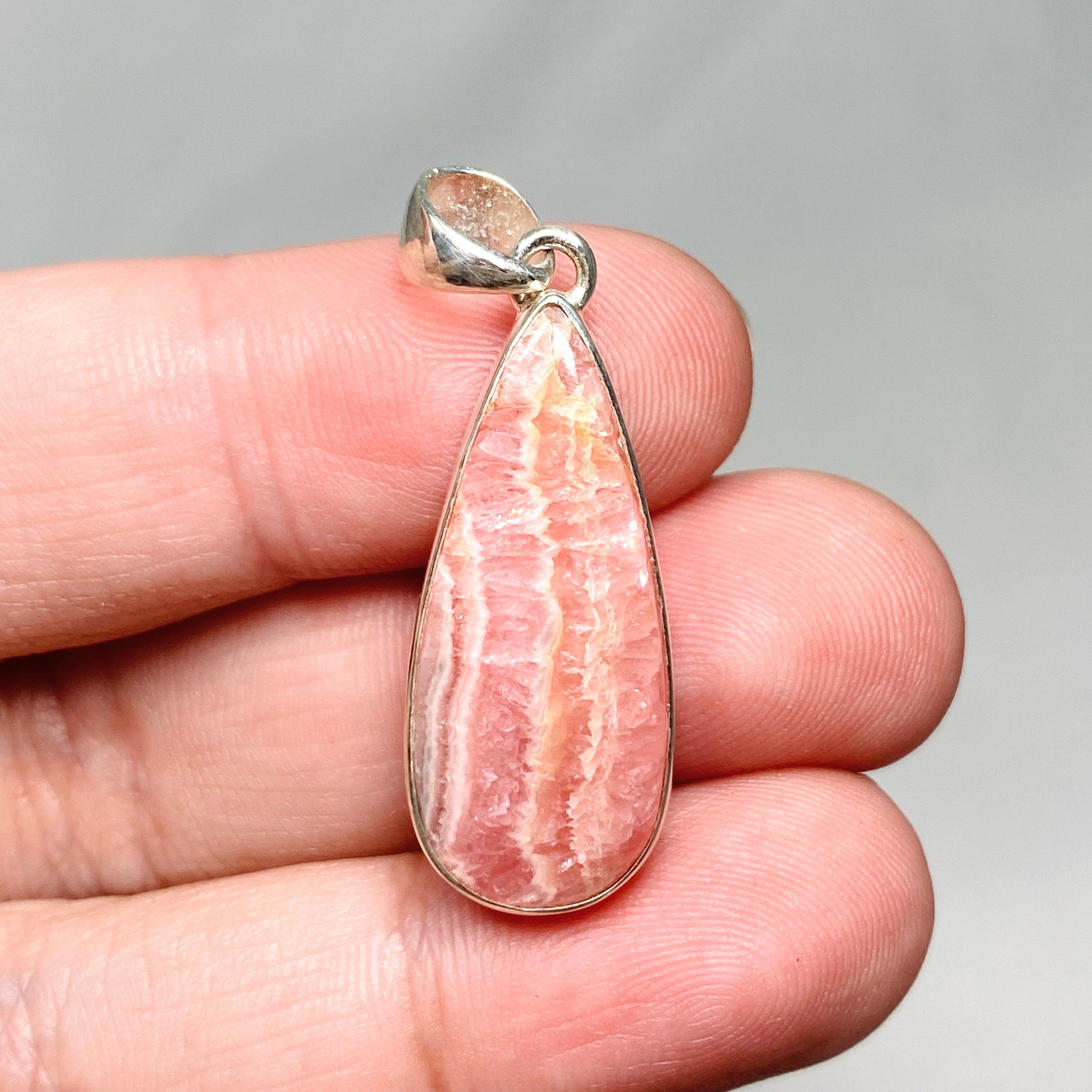 Rhodochrosite Teardrop Pendant Necklace KPGJ4328 - Elegant Gemstone Jewelry for Women, Perfect for Gifts, Weddings & Special Occasions