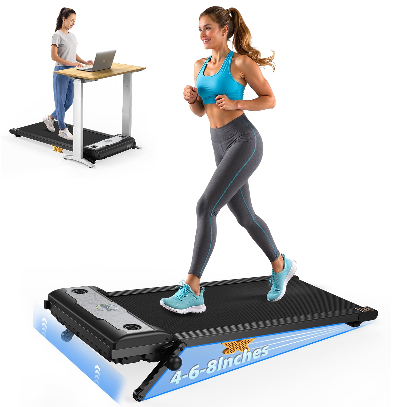 2.5HP Under Desk Treadmill with Incline - 3-in-1 Portable Walking Pad, Remote Control & LED Display - Compact Home Office Treadmill for Walking/Jogging - Perfect for Small Spaces, Work Breaks & Indoor Fitness