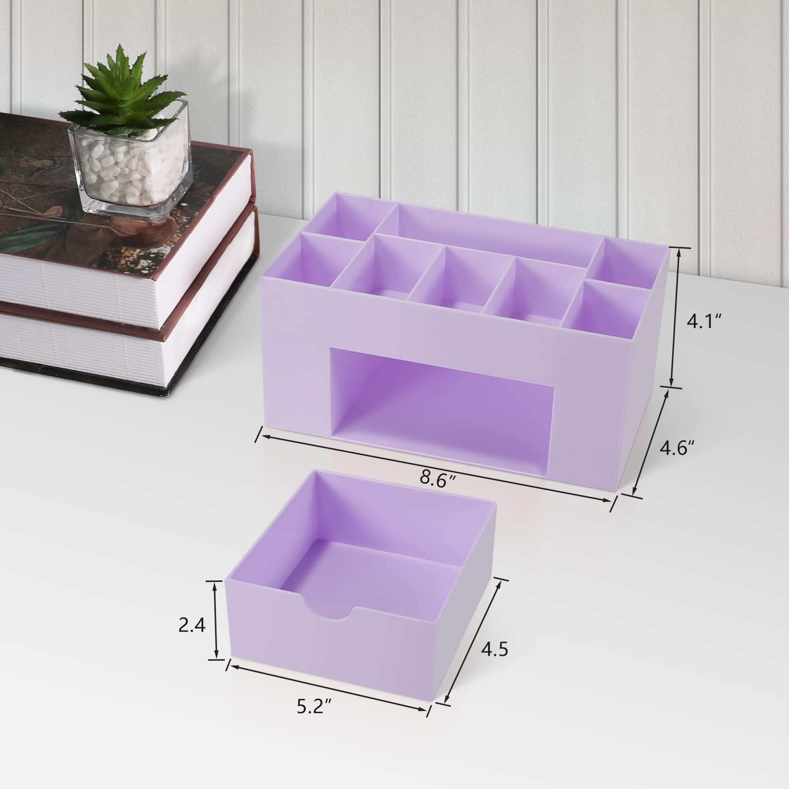 8-Compartment Purple Desk Organizer with Pen Holder & Pencil Cup - Office Supplies for Desk Organization | Perfect for Home, Office & School Workspace Accessories