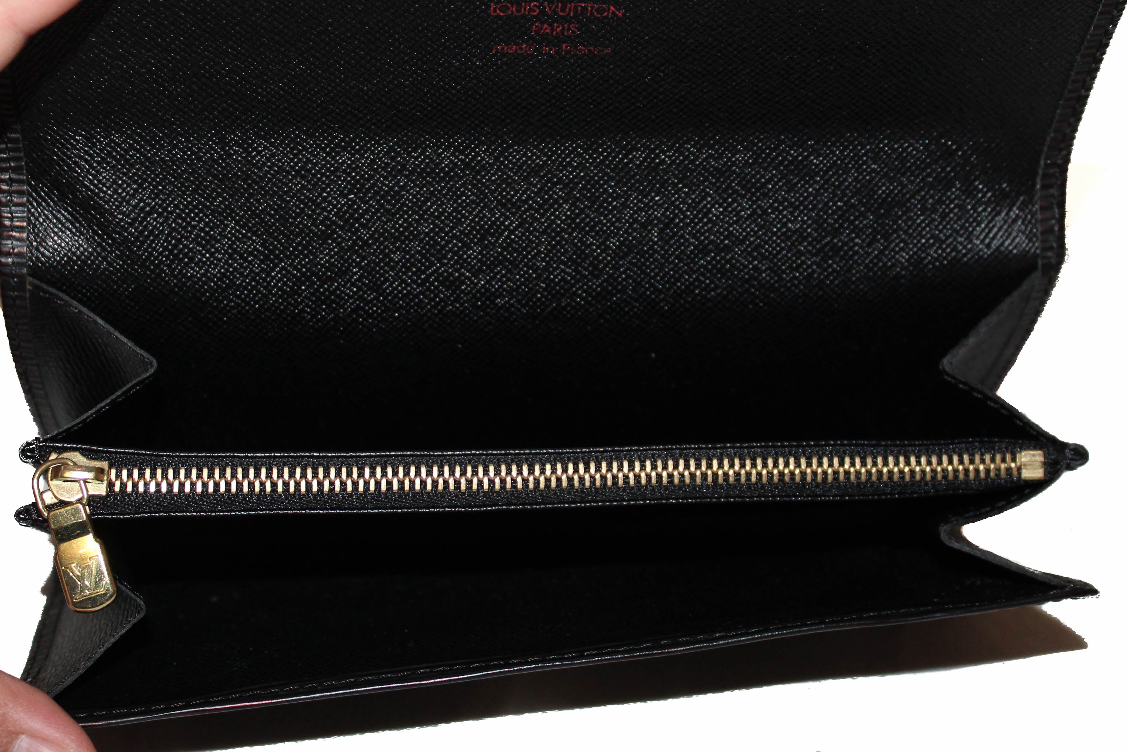 Authentic Louis Vuitton Black Epi Leather Sarah Wallet for Women - Luxury Bifold Credit Card Holder with RFID Protection - Perfect for Everyday Use, Travel & Gift Giving