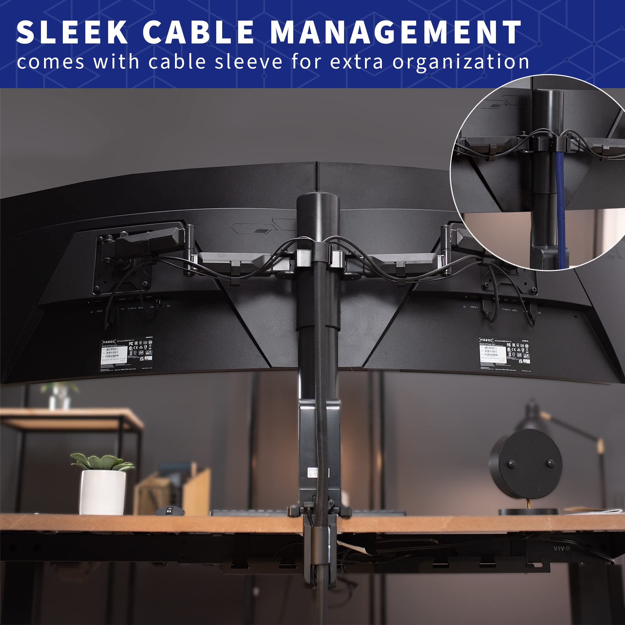 VIVO Electric Standing Desk Frame with Motorized Monitor Mount - 1-Touch Height Adjustment, Supports Up to 32