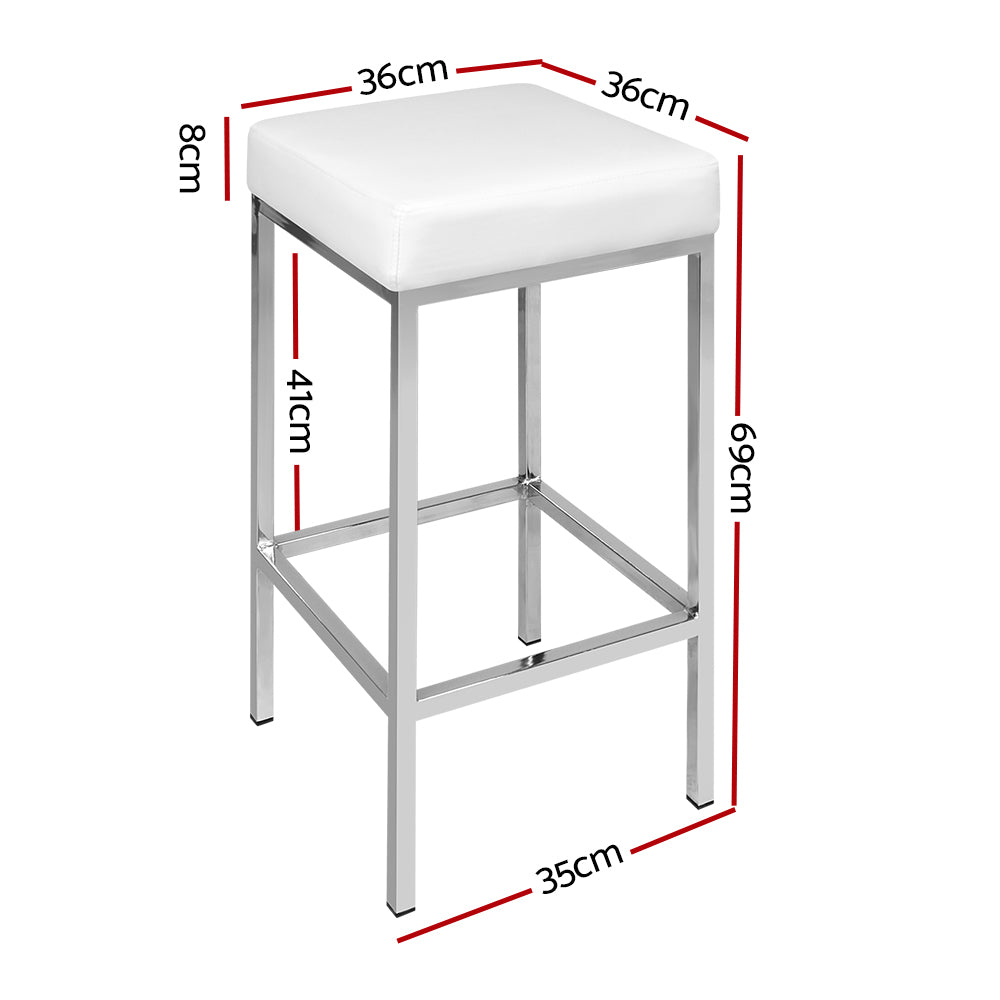 2-Pack White Metal Bar Stools with Leather Padded Seats - Perfect for Kitchen Islands, Breakfast Nooks & Home Bars