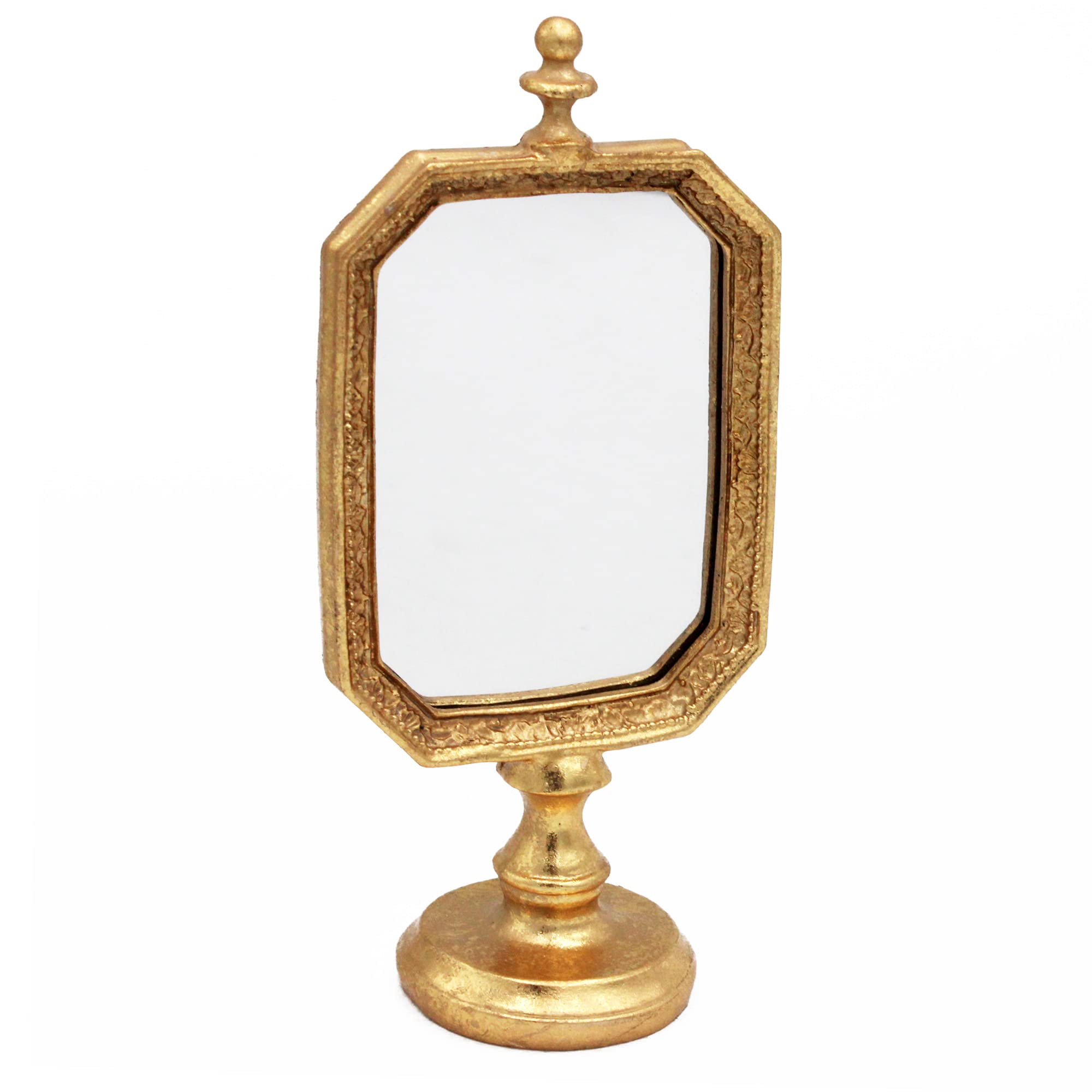 Vintage Gold Square Decorative Mirror 3.9 x 5.1 Inch - Small Desktop Dresser Mirror for Bedroom, Living Room, Vanity & Home Decor - Perfect for Makeup, Jewelry Display and Wall Accents