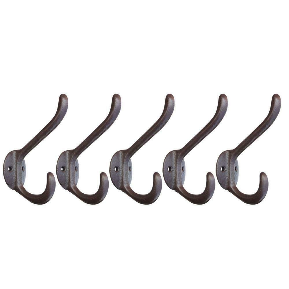 5Pcs Rustic Cast Iron Wall Hooks for Coats, Hats & Towels - Vintage Farmhouse Decor for Bathroom, Kitchen & Entryway | Perfect for Farmhouse, Cottage & School Themed Spaces