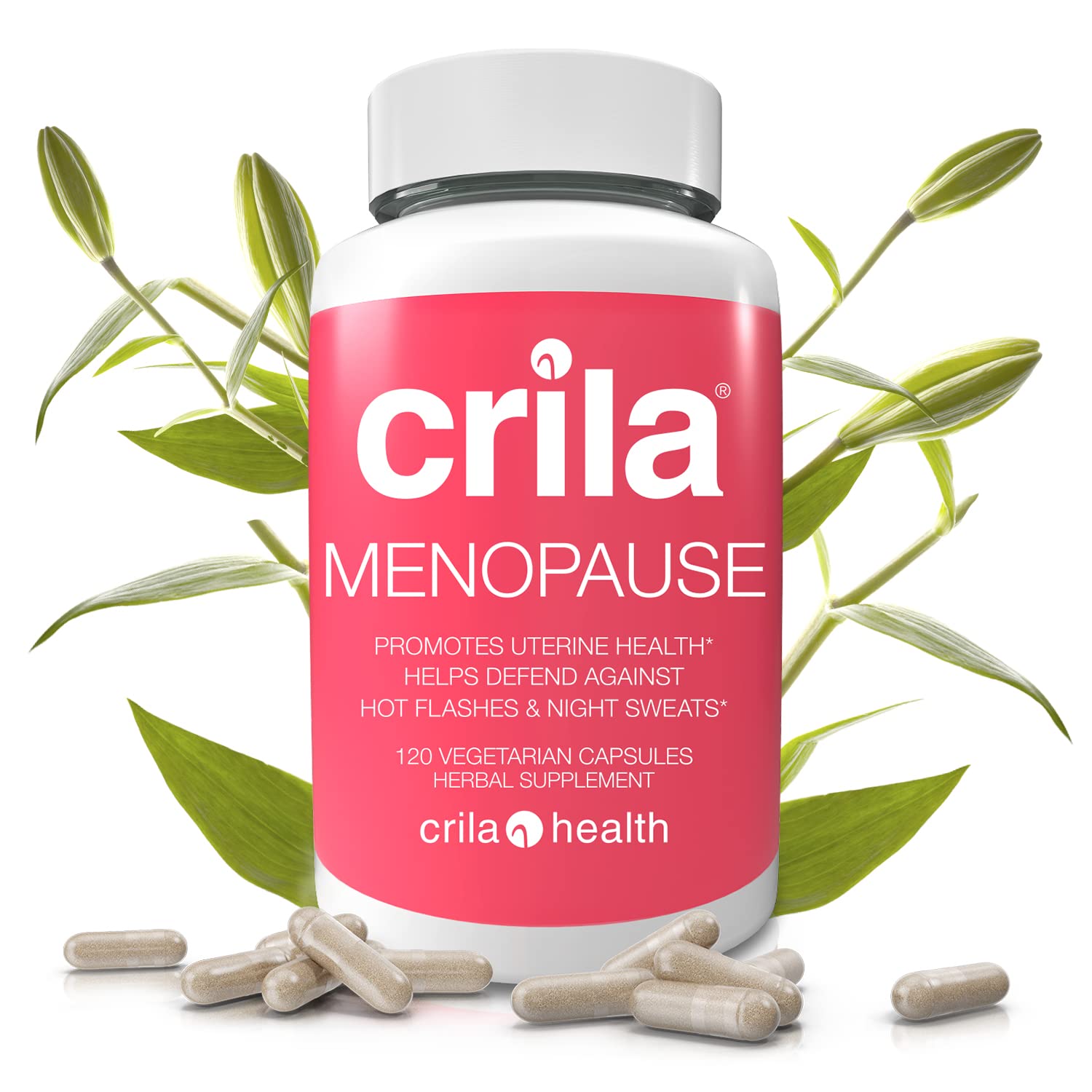 CRILA Menopause Relief Supplement - 2 Month Supply for Hot Flashes, Night Sweats & Mood Swings | Natural Hormone Support with Estrogen Replacement for Women | Perfect for Work, Travel & Daily Comfort