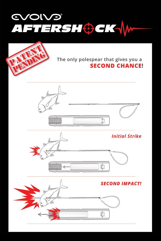 Evolve Aftershock Anodized Aluminum Travel Pole Spear with Impact Hammer System - Professional Spearfishing Gear for Free Diving & Scuba Diving | Perfect for Underwater Hunting, Ocean Adventures & Marine Sports