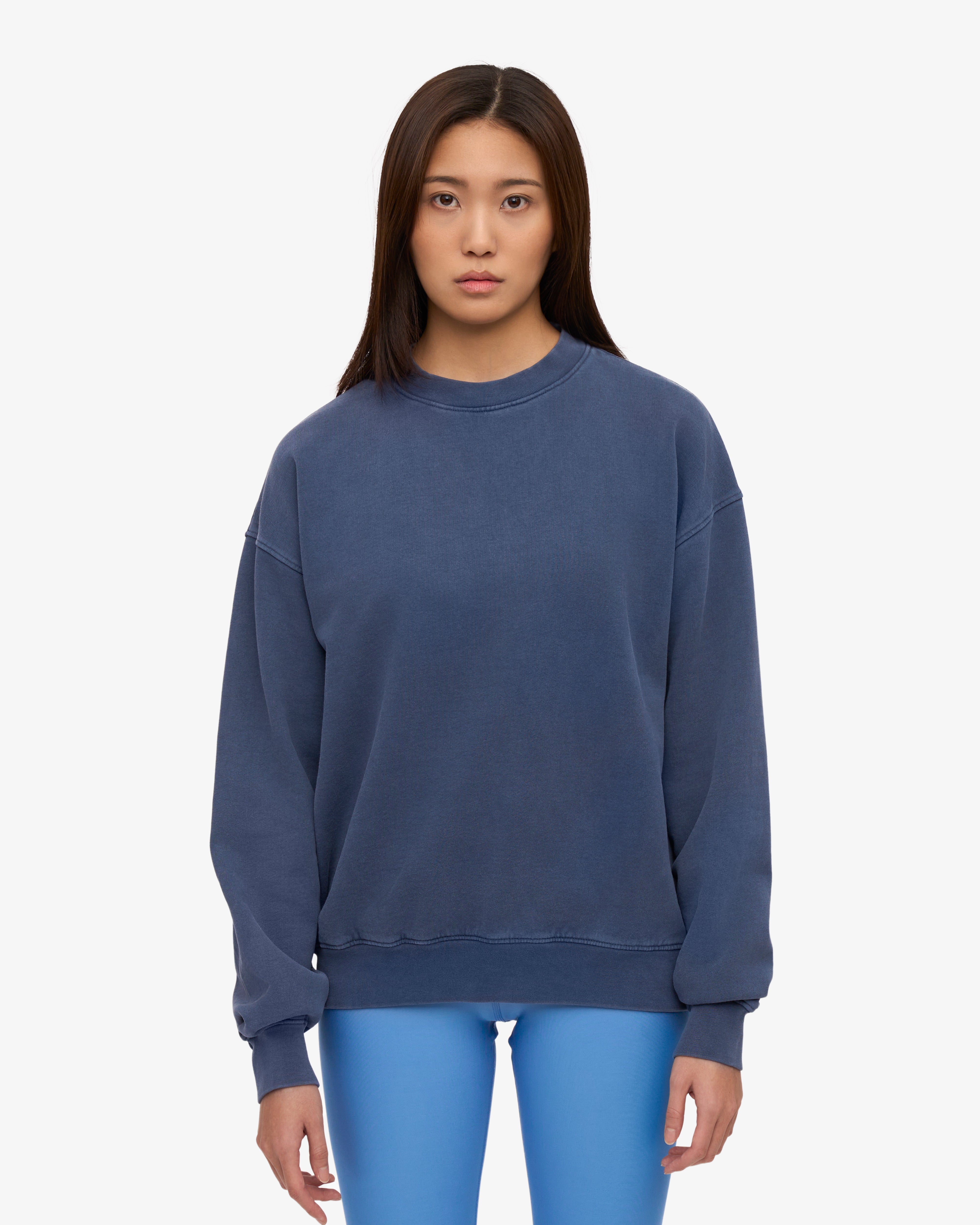 Organic Oversized Crewneck Sweatshirt for Women & Men - Soft & Comfortable Neptune Blue - Perfect for Casual Wear, Loungewear & Street Style