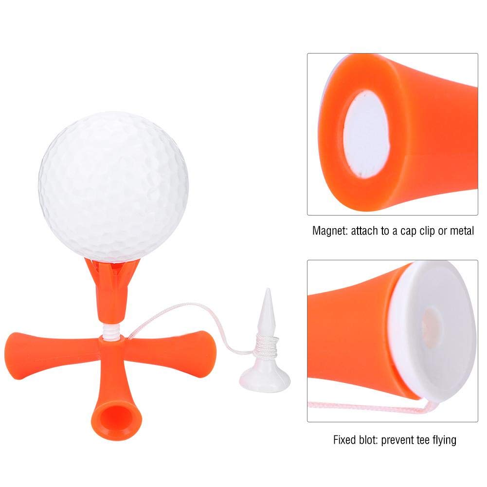 BNineteenTeam Adjustable Golf Ball Tee - Reusable Polyethylene Tripod Golf Tee for Training - Orange - Perfect for Driving Range Practice & Golf Course Use