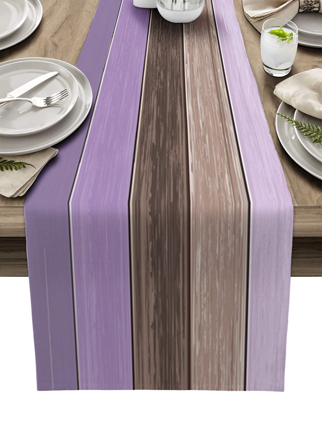 Rustic Wood Burlap Table Runner - 13x36 Inch for Farmhouse Dining & Wedding Decor