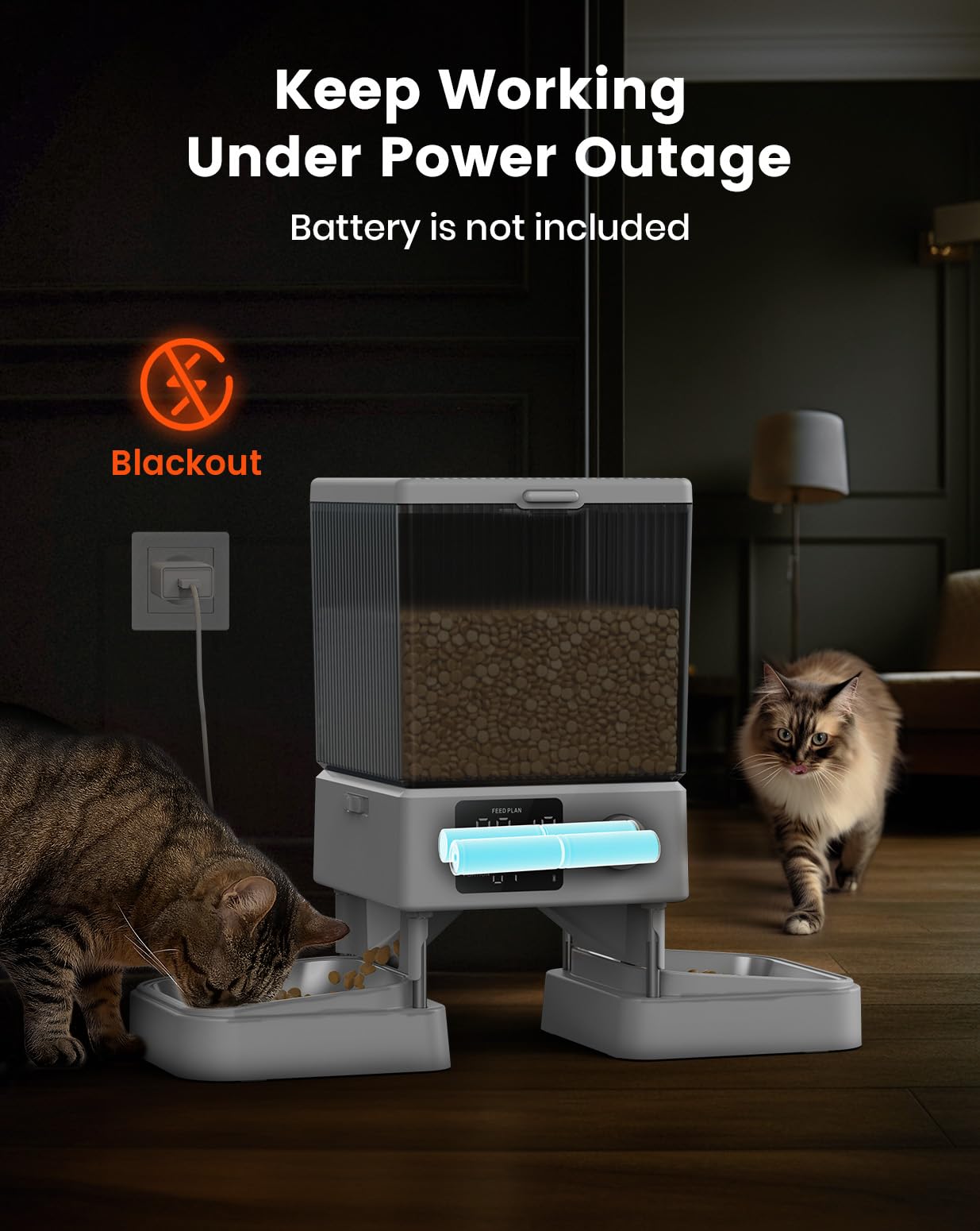 Oneisall Automatic Cat Feeder for 2 Cats - 20 Cups/5L Smart Pet Food Dispenser with Timer for Dry Food (White) - Perfect for Indoor Cats & Small Pets - Ideal for Vacation, Workdays & Nighttime Feeding