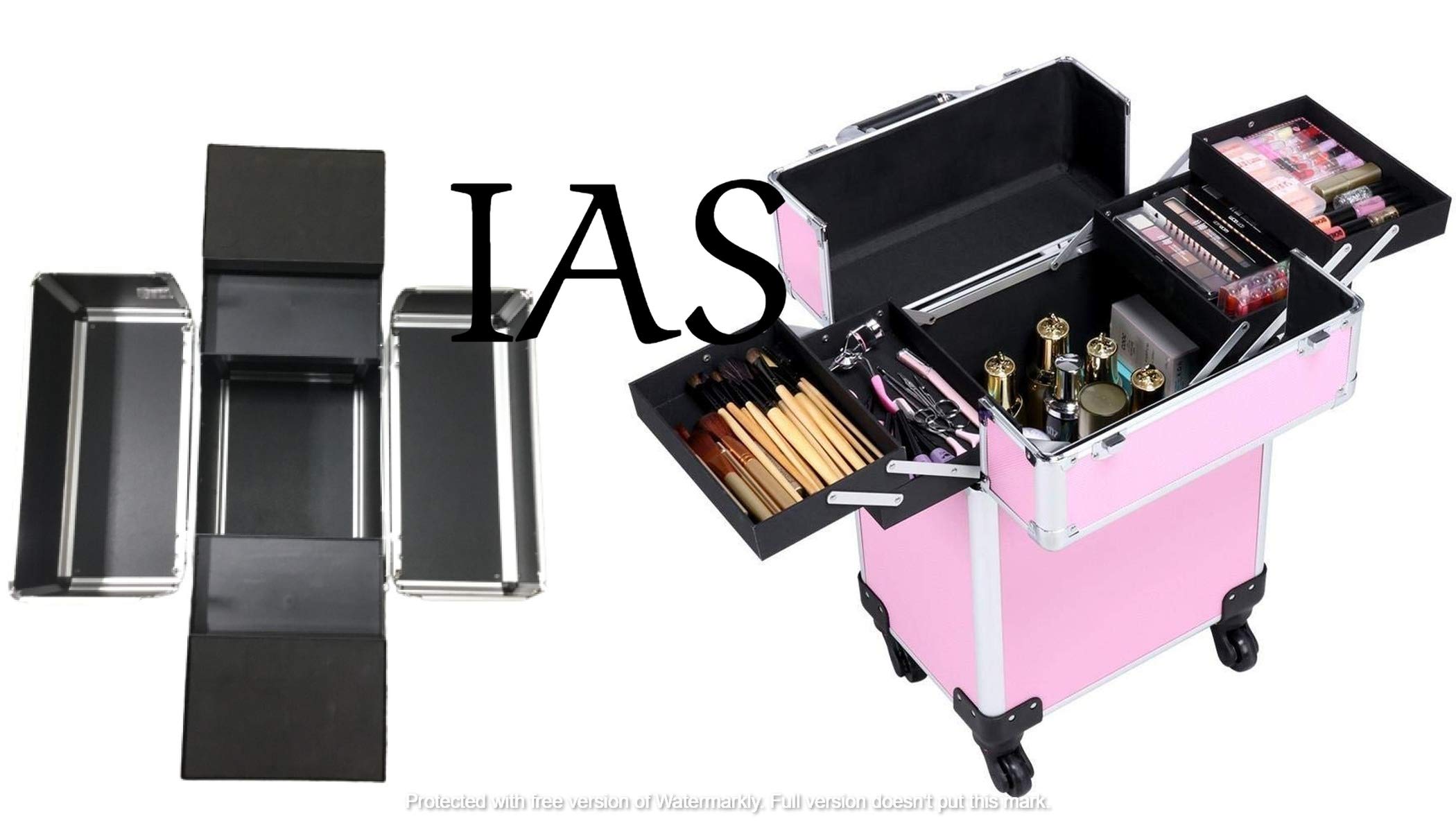 Professional Makeup Vanity Box with Trolley - Portable Cosmetic Organizer for Home & Travel - Perfect for Beauty Salons, Bridal Makeup Artists, and Mobile Stylists