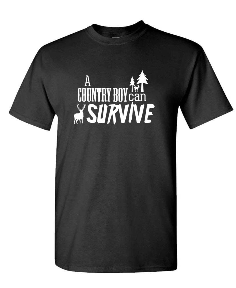 Country Boy Can Survive Unisex T-Shirt - Vintage Style Graphic Tee for Men & Women - Perfect for Outdoor Adventures, Country Music Concerts & Casual Wear